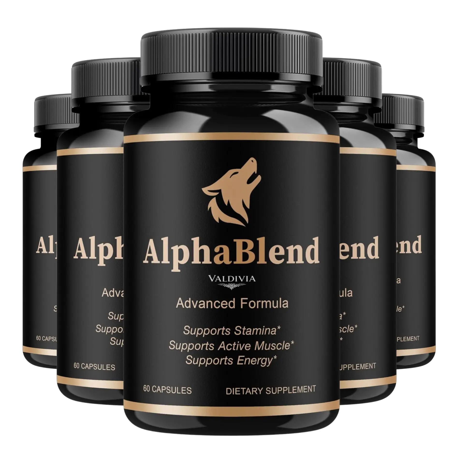 (5 Pack) Alpha Blend Capsules - Official AlphaBlend Advanced Formula Support - Maximum Strength, All Natural Alpha Blend Supplement for Overall Health & Wellness, 300 Capsules for 5 Months - Valdivia Life