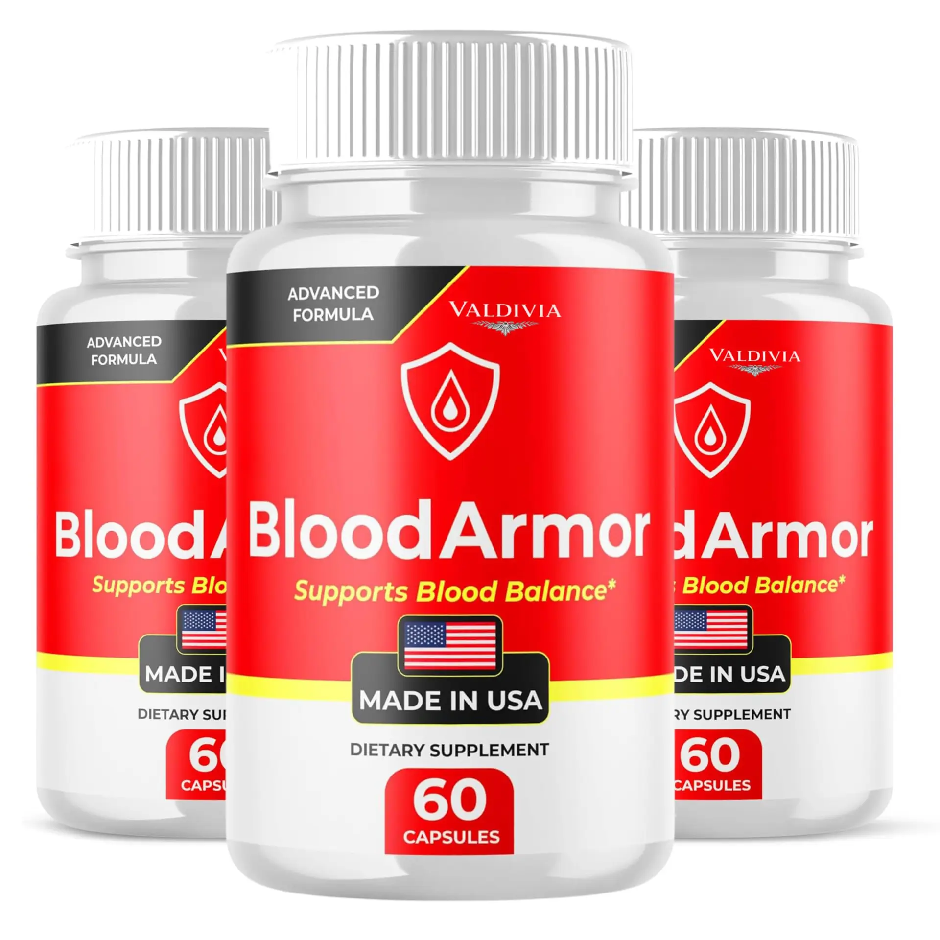 (3 Pack) BloodArmor Capsules, Official Blood Armor Advanced Formula Blood Support Supplement - Maximum Strength, All Natural Healthy Circulation & Stable Levels, BloodArmor Reviews (180 Capsules) - Valdivia Life