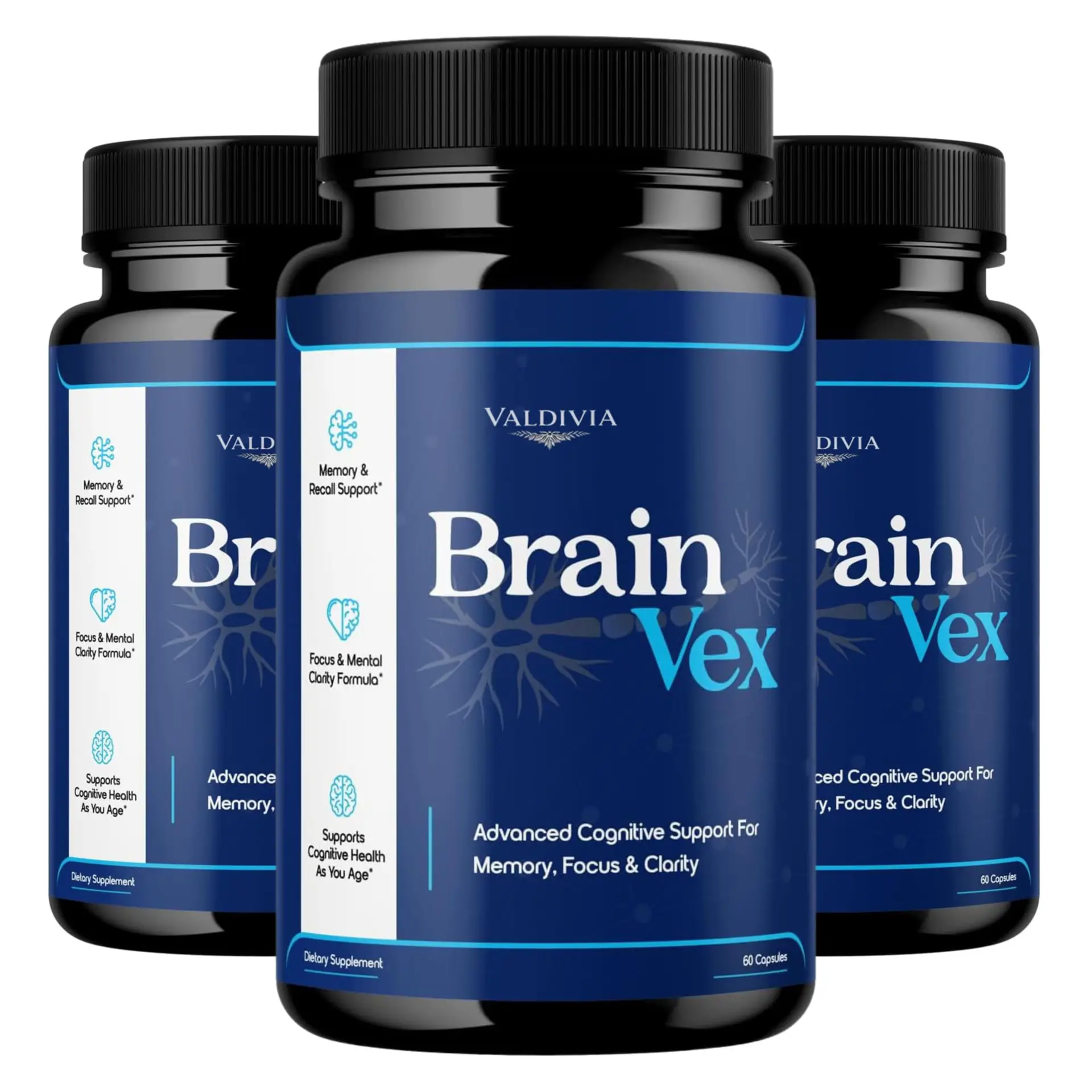 Valdivia (3 Pack) Brain Vex Capsules - Official BrainVex Supplement, Premium Formula, Natural Vitamins for Health & Wellness - 180 Capsules for 3 Months - Valdivia Life
