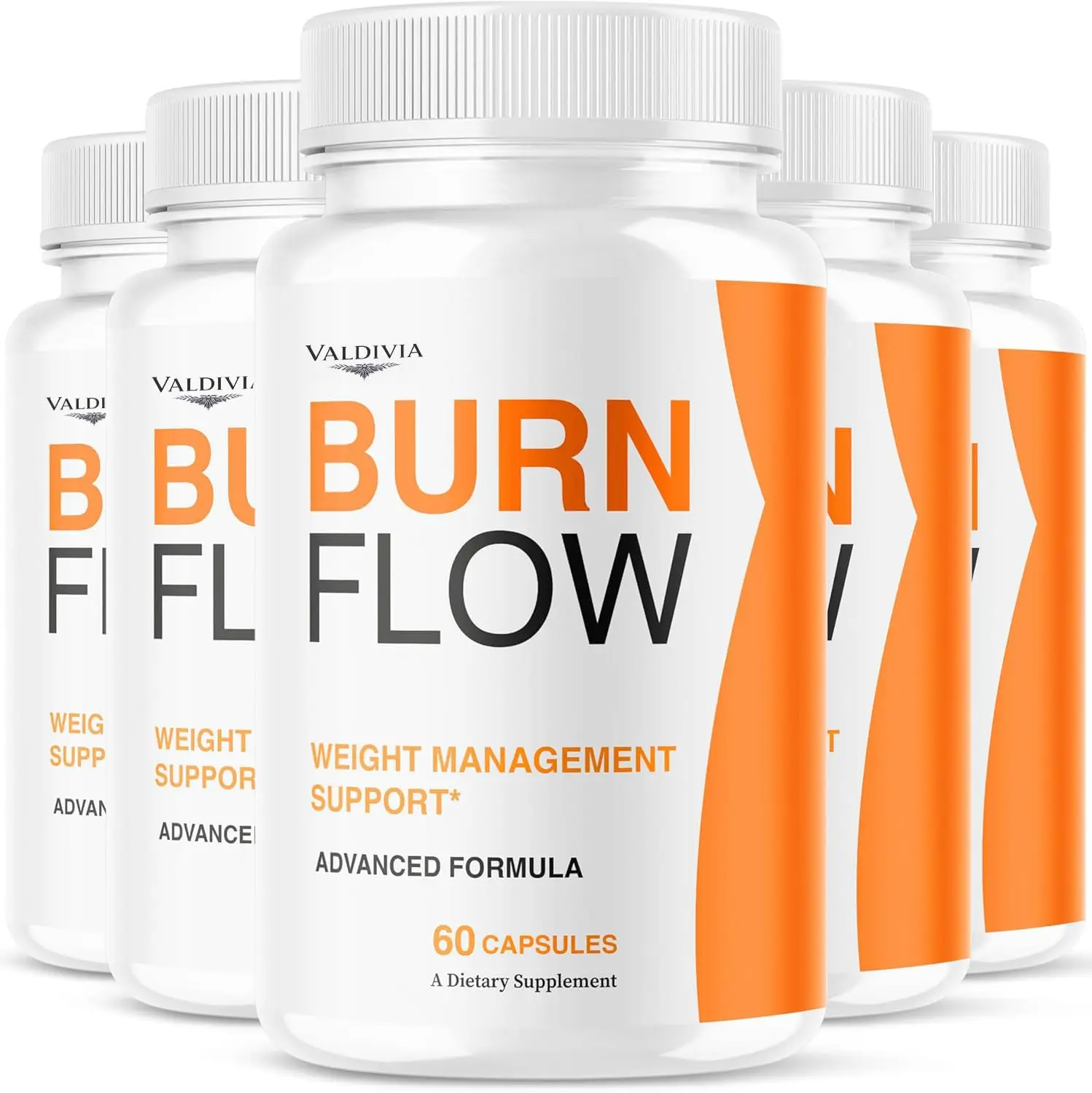 (5 Pack) Burn Flow Capsules - Official Burn Flow Loss Capsules Premium Supplement Support Healthy Digestion, BurnFlow Pills Advanced Formula for Overall Health & Wellness, 300 Capsules for 5 Months - Valdivia Life