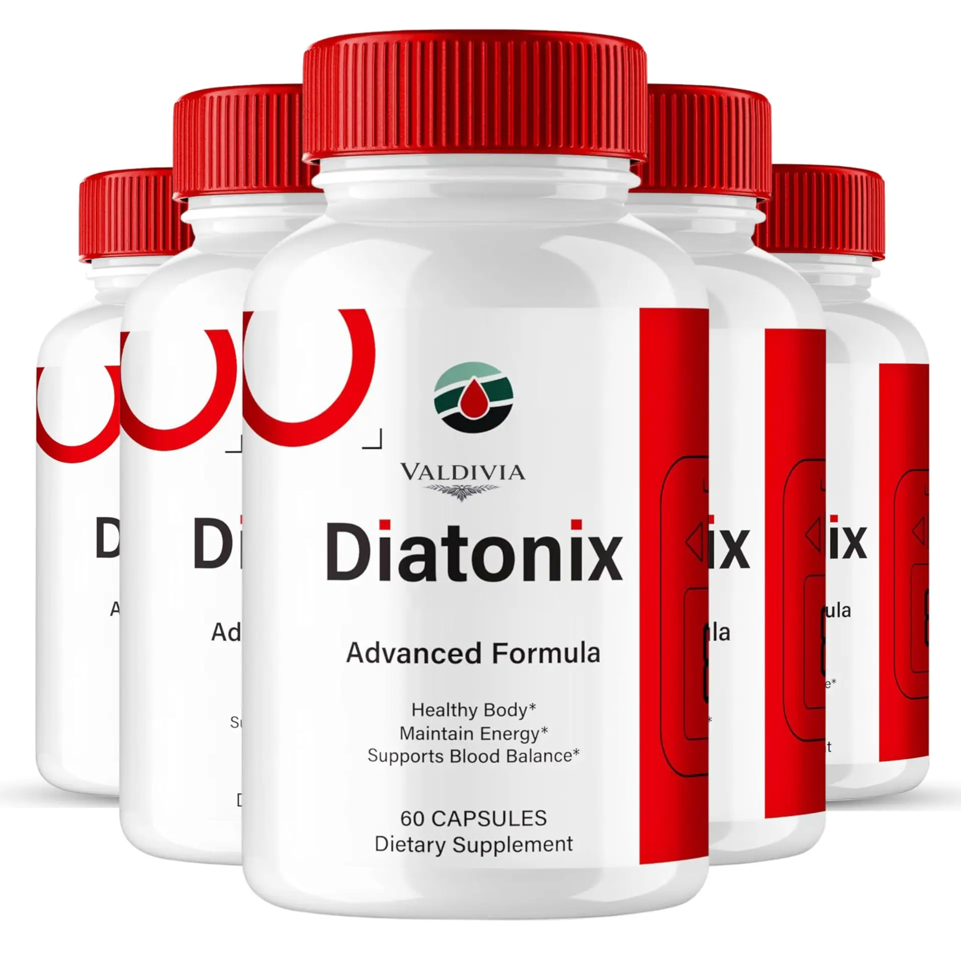 (5 Pack) Diatonix Capsules, Diatonix Advanced Formula Supplement - Maximum Strength - Supports Heart Health, Energy, Healthy Circulation & Balanced Levels, Diatonix Reviews (300 Capsules) - Valdivia Life