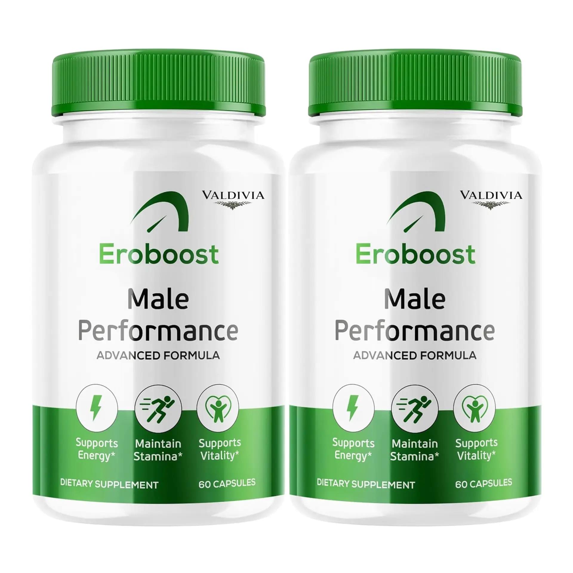Eroboost Supplement for Men - Male Performance Advanced Formula, 120 Capsules for 2 Months, Pack of 2 - Valdivia Life