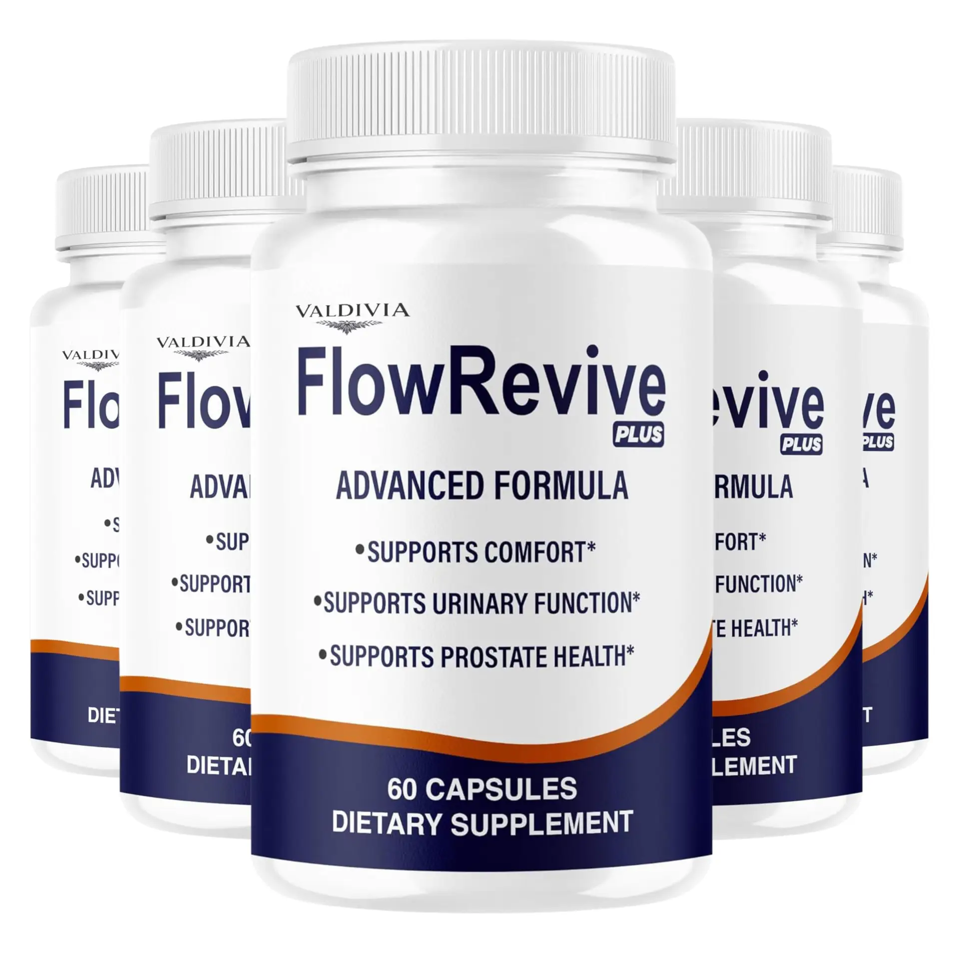 (5 Pack) FlowRevive Plus Capsules - Official FlowRevivePlus Premium Advanced Formula, 300 Capsules for 5 Months - Valdivia Life