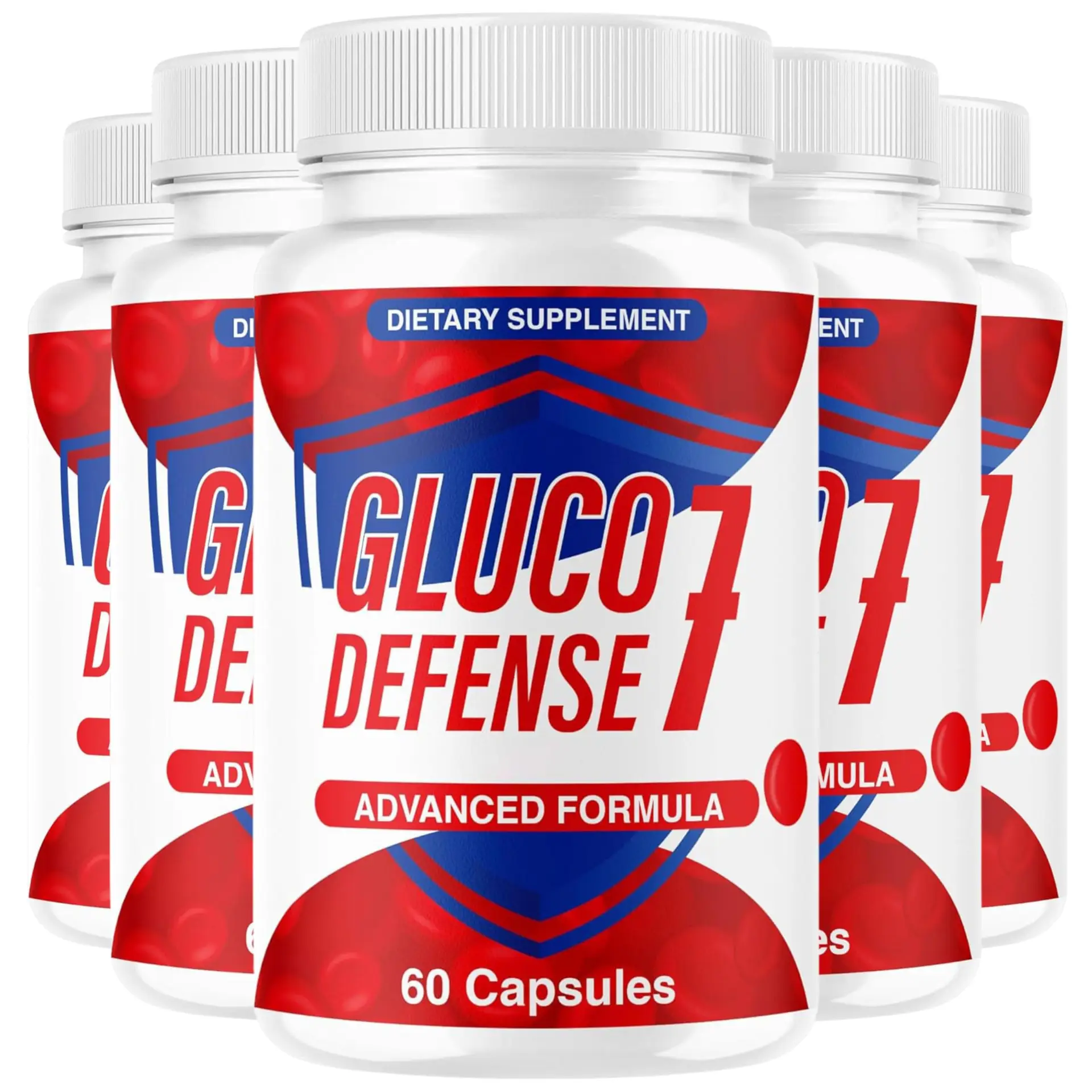 (5 Pack) GlucoDefense 7 Capsules - Official GlucoDefense Seven Blood Health Support Advanced Formula Supplement, Natural GlucoDefender 7 for Overall Health & Wellness, 300 Capsules for 5 Months - Valdivia Life