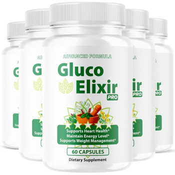 (5 Pack) GlucoElixir Pro Capsules - Official GlucoElixir Pro Blood Health Support Advanced Formula - Maximum Strength, Natural Vitamins for Overall Health & Wellness, 300 Capsules for 5 Months - Valdivia Life