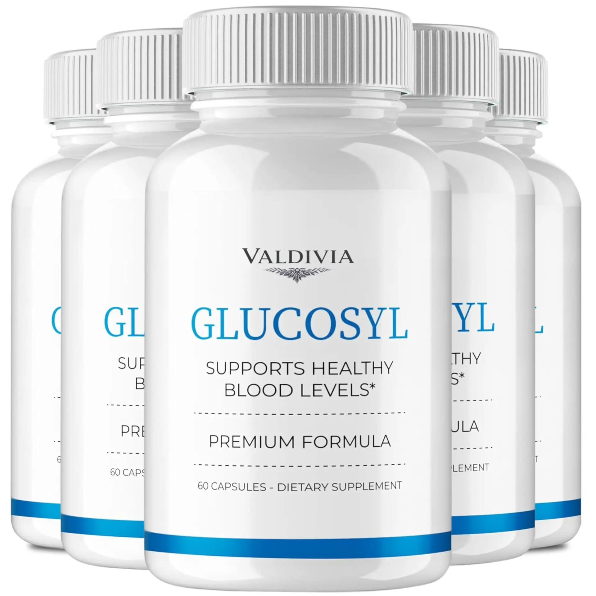 Valdivia (5 Pack) Glucosyl Capsules, Official Glucosyl Support Supplement - Maximum Strength, All Natural Healthy Circulation & Stable Levels, Premium Gluco SYL Health Support Reviews (300 Capsules) - Valdivia Life