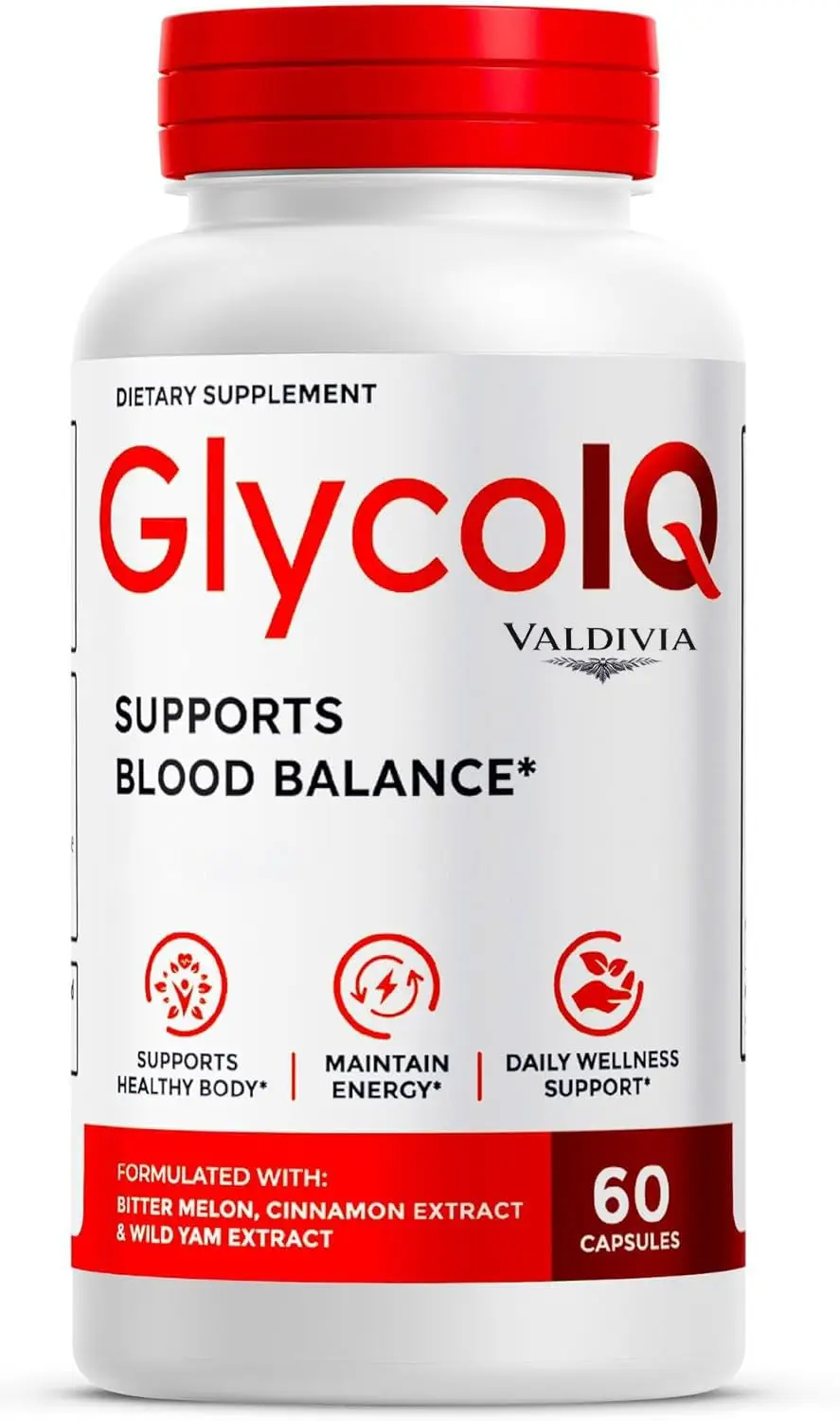 GlycoIQ Capsules - Official Glyco IQ Support Supplement All Natural Premium Advanced Formula - Maximum Strength, GlycoIQ Multivitamin for Overall Health & Wellness, 60 Capsules for 1 Month - Valdivia Life