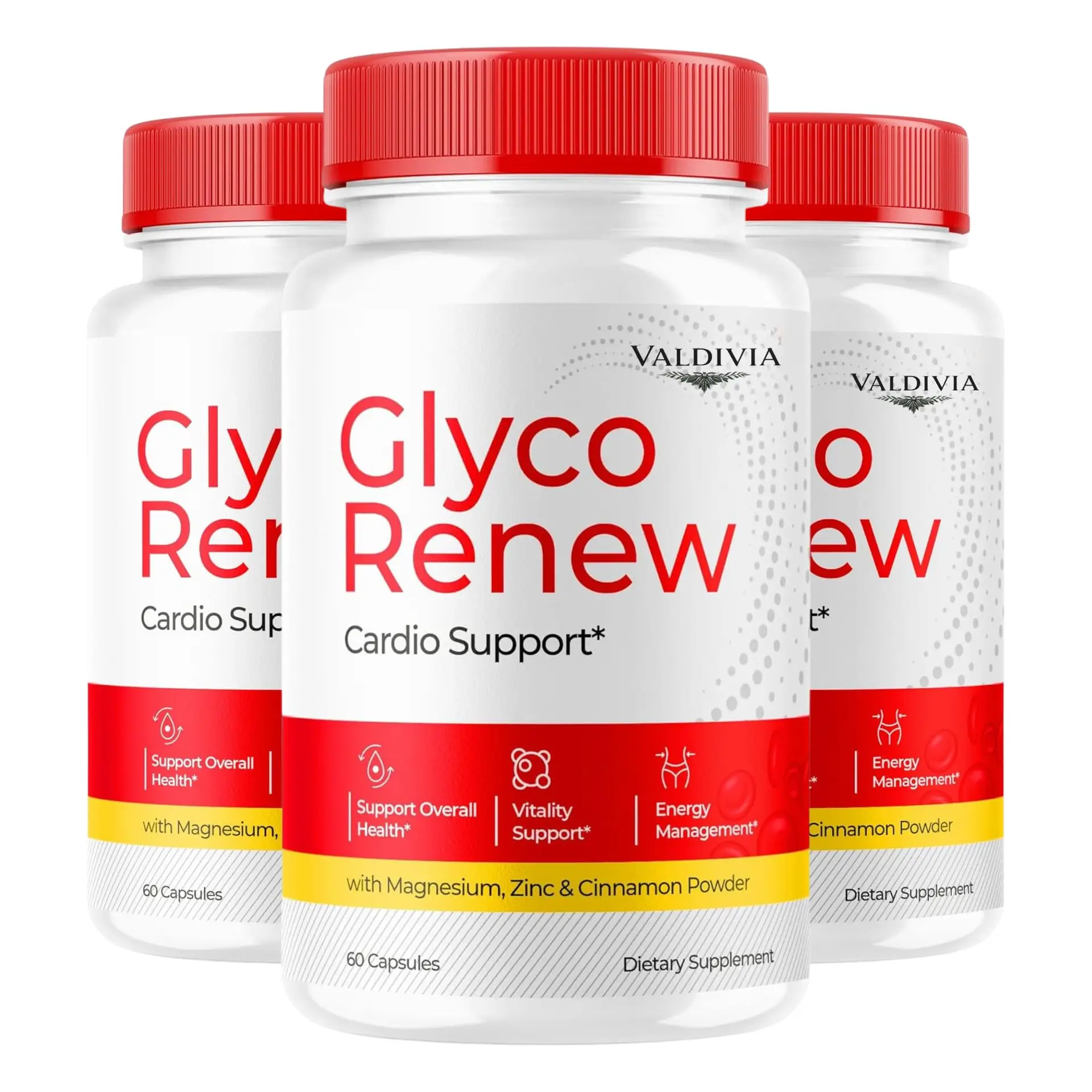 (3 Pack) Glyco Renew Capsules - Official GlycoRenew Advanced Premium Pills Supplement Support - Maximum Strength, All Natural Formula for Overall Health & Wellness Reviews, 180 Capsules for 3 Months - Valdivia Life