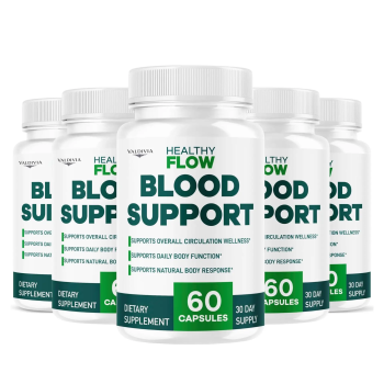 (5 Pack) Healthy Flow Blood Support - HealthyFlow Support Supplement Capsules Daily Premium Advanced Formula- Maximum Strength, Vitamins for Overall Health & Wellness, 300 Capsules for 5 Months - Valdivia Life
