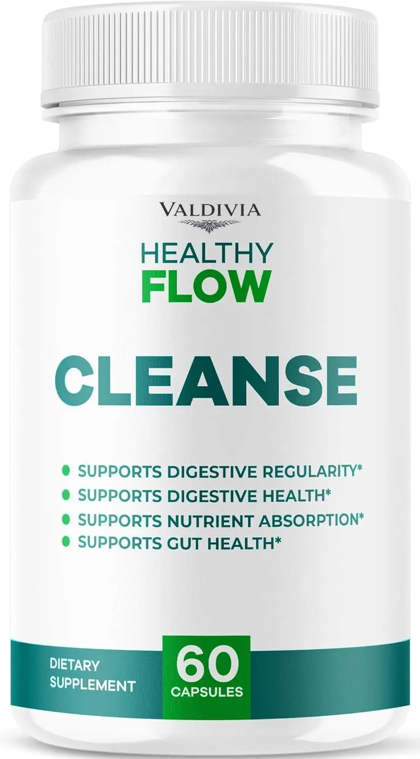 Valdivia Healthy Flow Cleanse Capsules - Official HealthyFlow Cleanse Daily Premium Support, HealthyFlowCleanse Natural Digestive Formula for Overall Health & Wellness, 60 Capsules for 1 Month - Valdivia Life