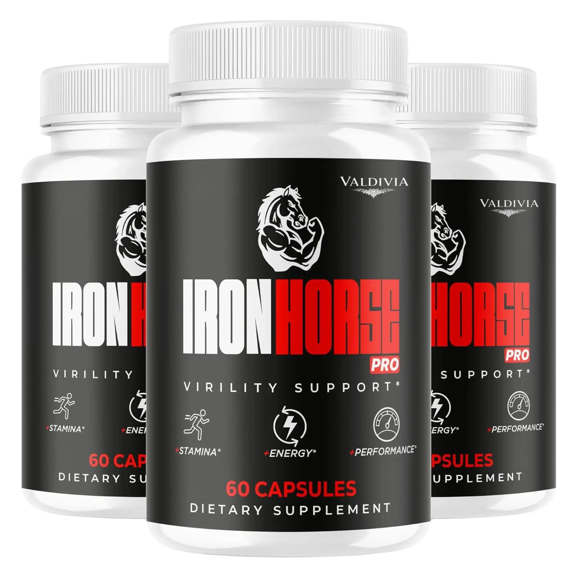(3 Pack) Iron Horse Pro Supplement Pills - Official IronHorse Pro Advanced Formula Support Capsules - Maximum Strength, Natural Iron Horse Pro for Overall Health & Wellness, 180 Capsules for 3 Months - Valdivia Life