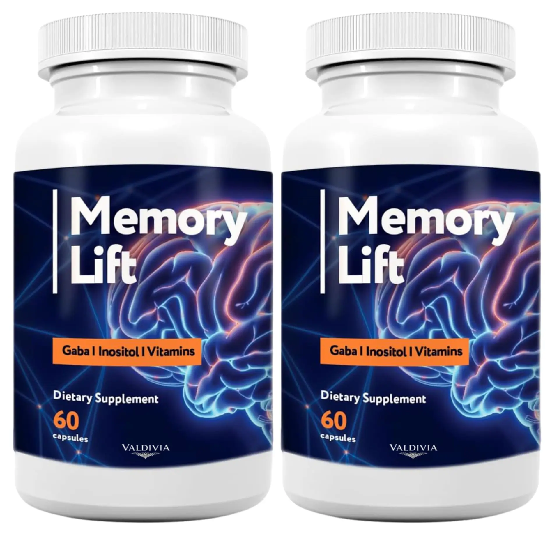 Valdivia (2 Pack) Brain Support Supplement, GABA Inositol Vitamins Complex, 120 Capsules - Valdivia Life