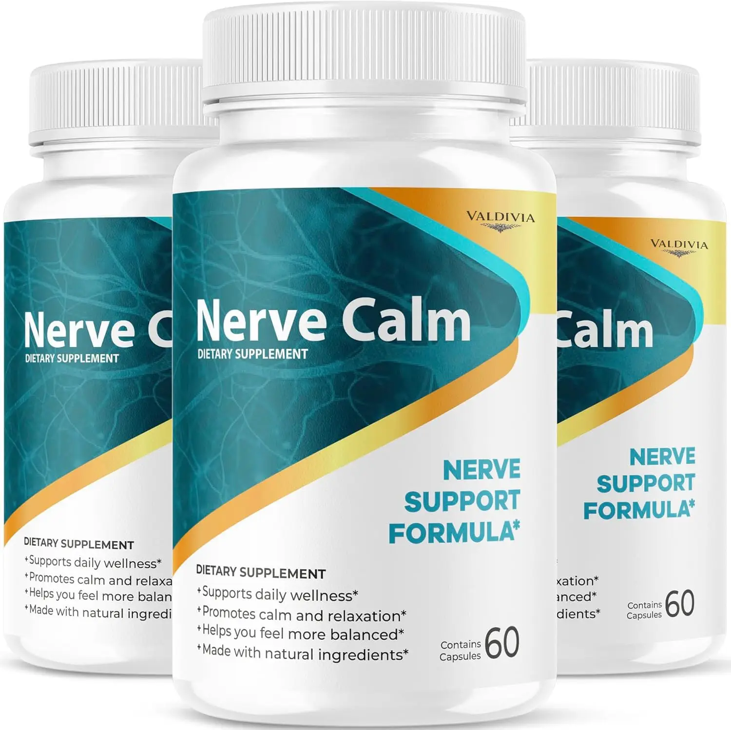 Nerve Calm Capsules - Official NerveCalm Premium Formula Supplement, Advanced Support Formula for Wellness & Overall Health, All Natural Nerve Calm Reviews, 180 Capsules for 3 Months - Valdivia Life