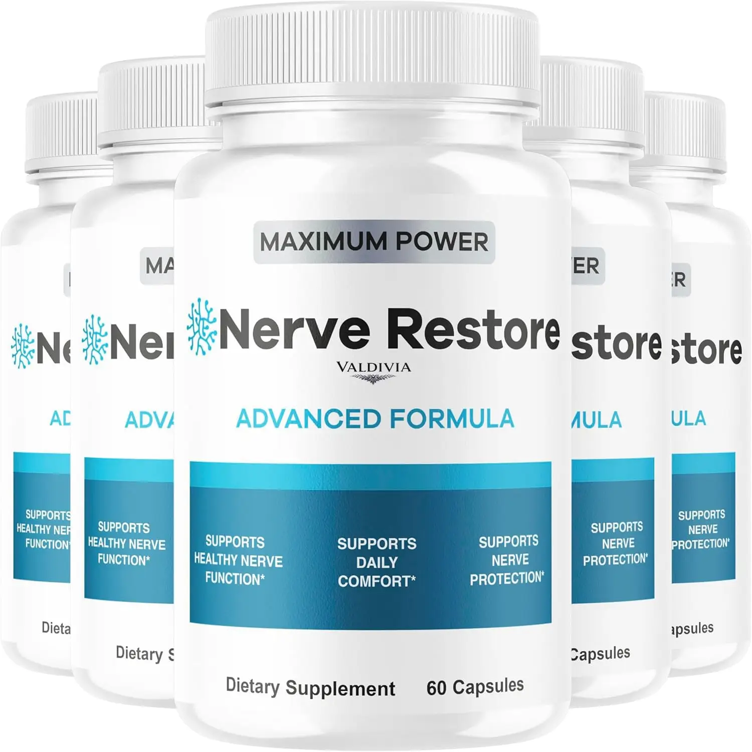 (5 Pack) Nerve Restore - Nerve Restore Advanced Formula Capsules Natural Premium Formula, Daily NerveRestore Support Comfort, Nerve Restored Vitamins Health Wellness, 300 Capsules for 5 Months - Valdivia Life