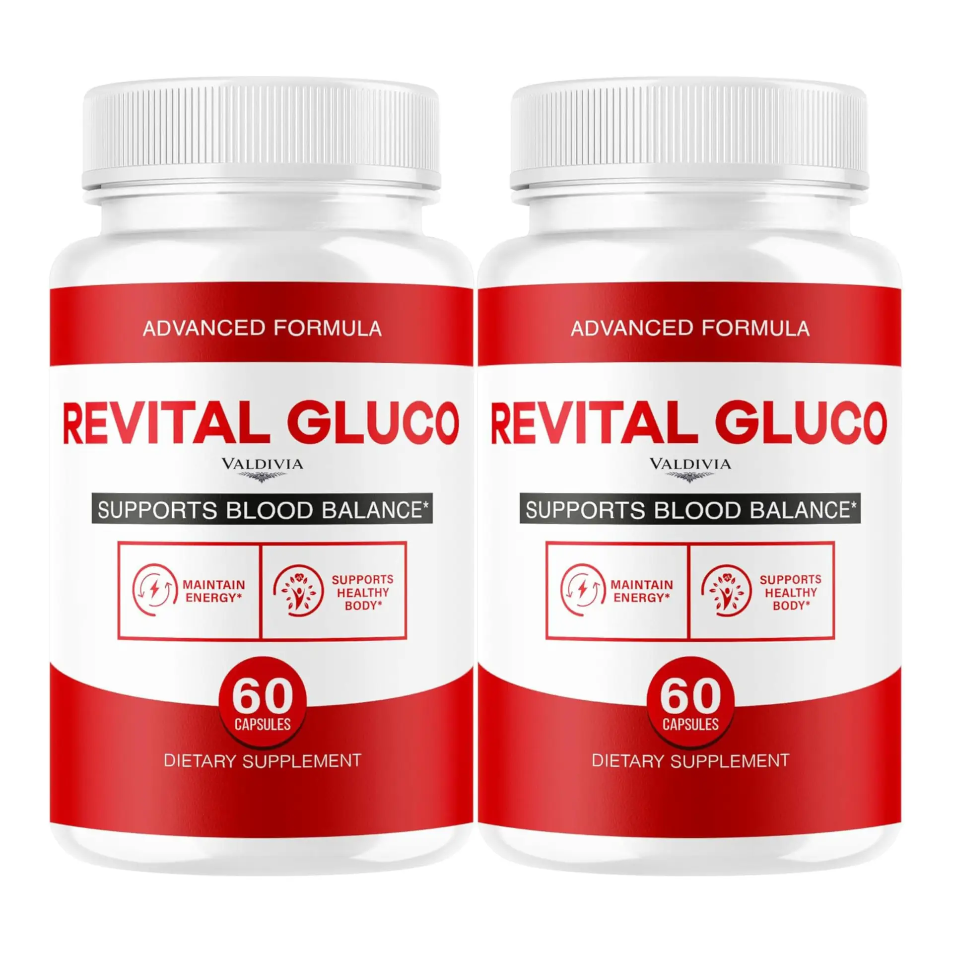 (2 Pack) Revital Gluco Capsules - Official RevitalGluco Advanced Blood Health Support Supplement - Maximum Strength, All Natural Formula for Overall Health & Wellness, 120 Capsules for 2 Months - Valdivia Life