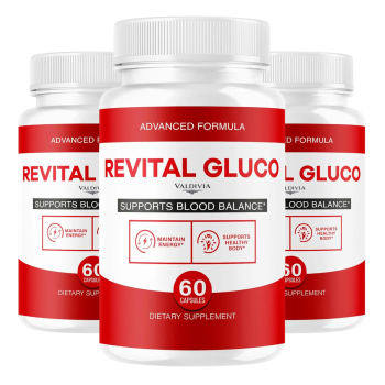 (3 Pack) Revital Gluco Capsules - Official RevitalGluco Advanced Blood Health Support Supplement Pills - Maximum Strength, All Natural Formula for Overall Health & Wellness, 120 Capsules for 3 Months - Valdivia Life