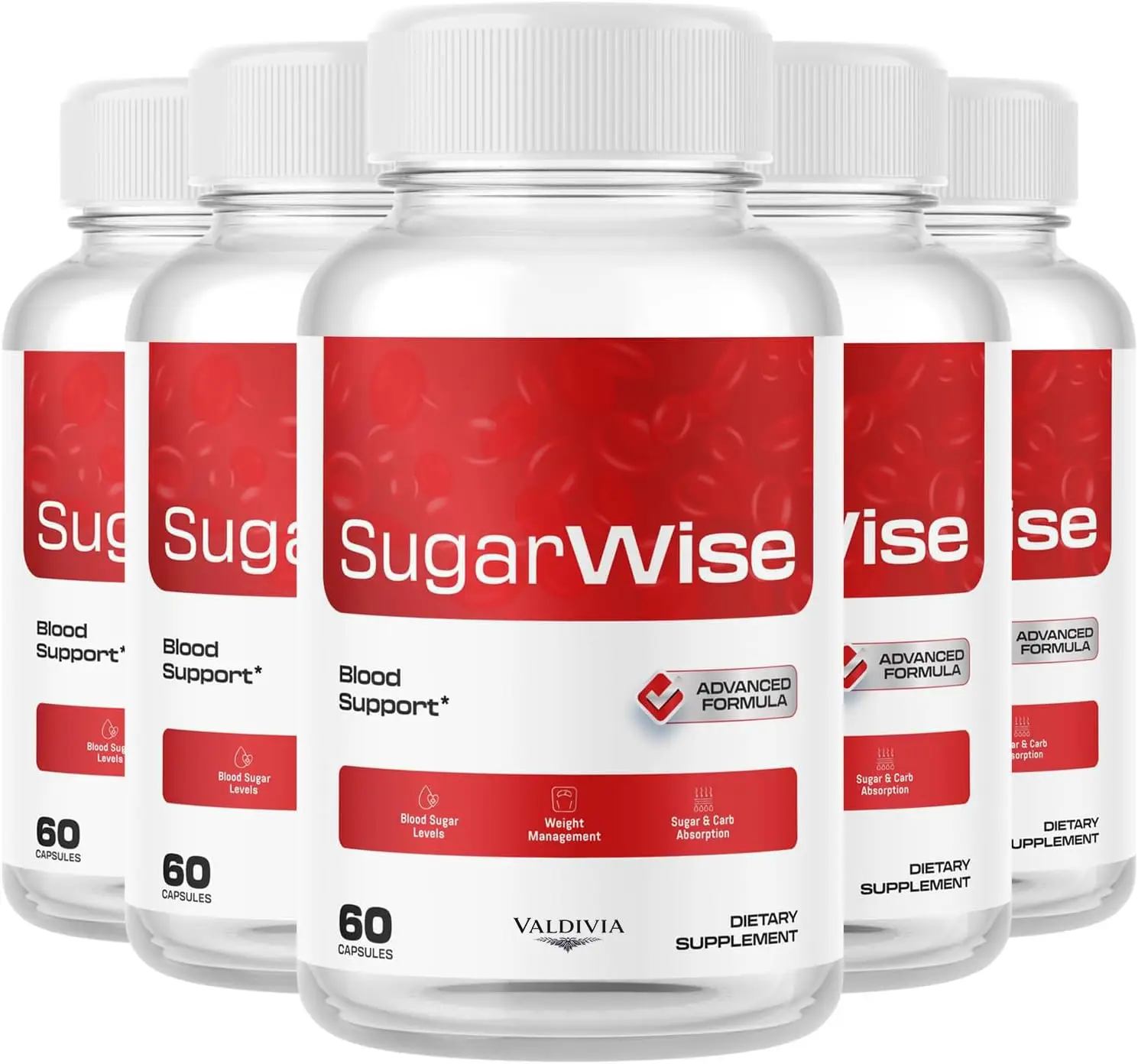(5 Pack) Sugar Wise Capsules - The Official Support Capsules, All Natural Premium Advanced Formula, Multivitamin Support for Health & Wellness Reviews, 300 Capsules for 5 Months - Valdivia Life