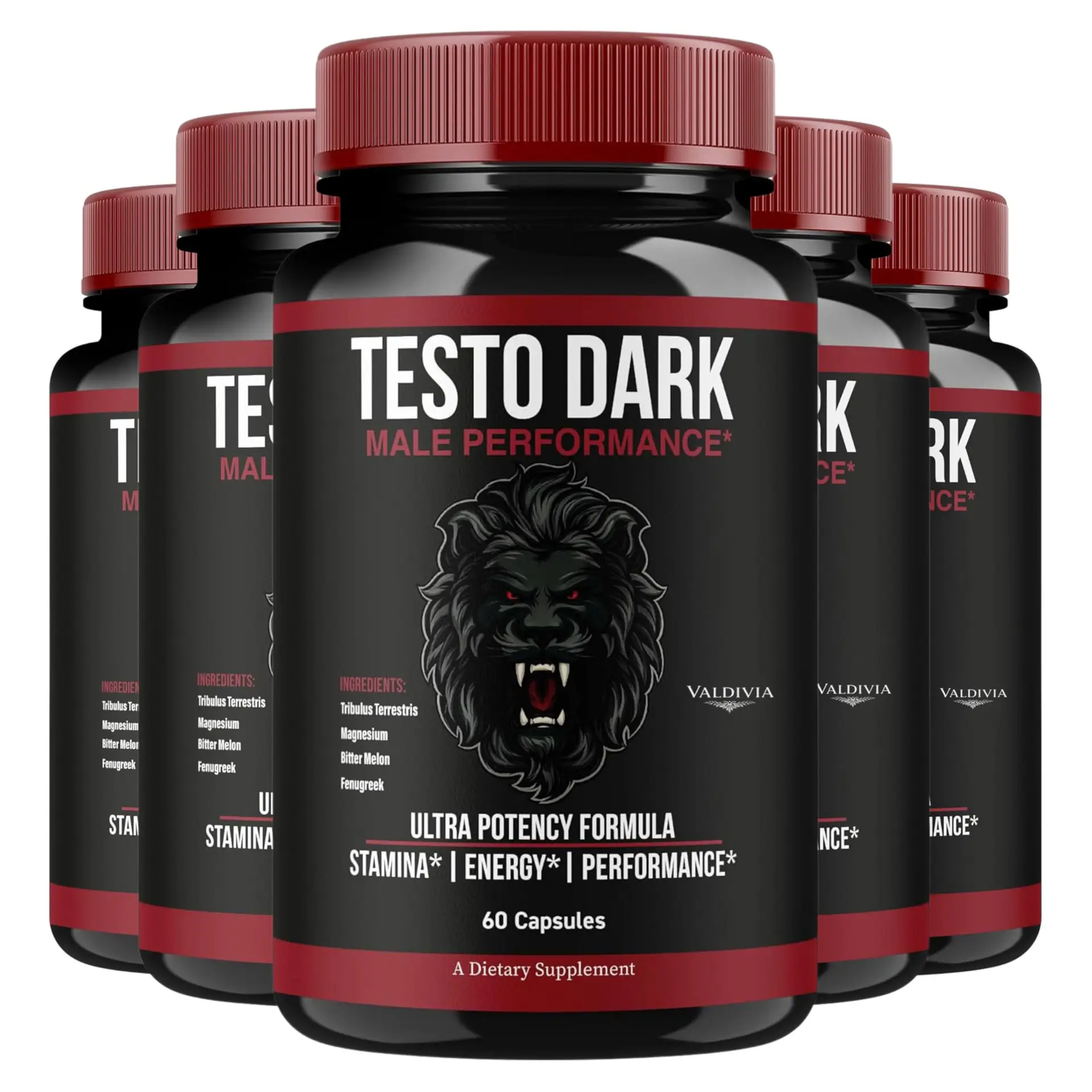 TestoDark - Official TestoDark Premium Advanced Formula Capsules Supplement Support - Maximum Strength, Daily Multivitamin for Overall Health & Wellness, 300 Capsules for 5 Months - Valdivia Life