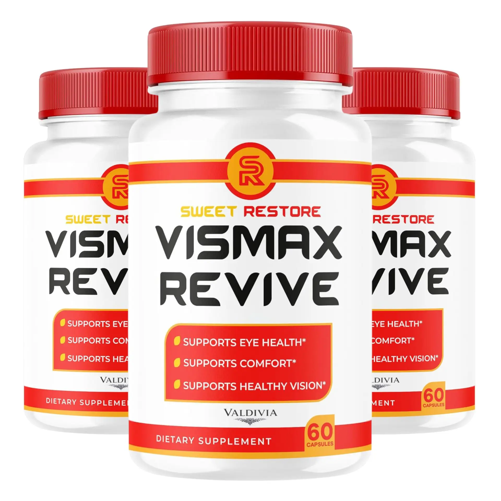 (3 Pack) Vismax Revive - Official VisMax Revive Support Eye Health & Vision Natural Premium Advanced Formula, VisMaxRevive Supplement Multivitamin for Overall Wellness, 180 Capsules for 3 Months - Valdivia Life