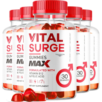 (5 Pack) Vital Surge MAX, VitalSurge Gummies MAX for Men Support, Advanced Max Strength Formula, VitalSurge MAX Male Performance, Vital Surge MAX Mens Gummies (150 Gummies) - Valdivia Life