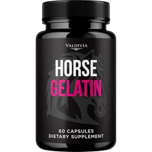 Horse Gelatin Capsules HorseGelatin Supplement, Premium Formula, Natural Vitamins for Health & Wellness - 60 Capsules for 1 Month