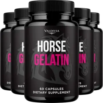 (5 Pack) Horse Gelatin Capsules HorseGelatin Supplement, Premium Formula, Natural Vitamins for Health & Wellness - 300 Capsules for 5 Months