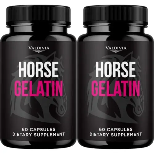 (2 Pack) Horse Gelatin Capsules HorseGelatin Supplement, Premium Formula, Natural Vitamins for Health & Wellness - 120 Capsules for 2 Months