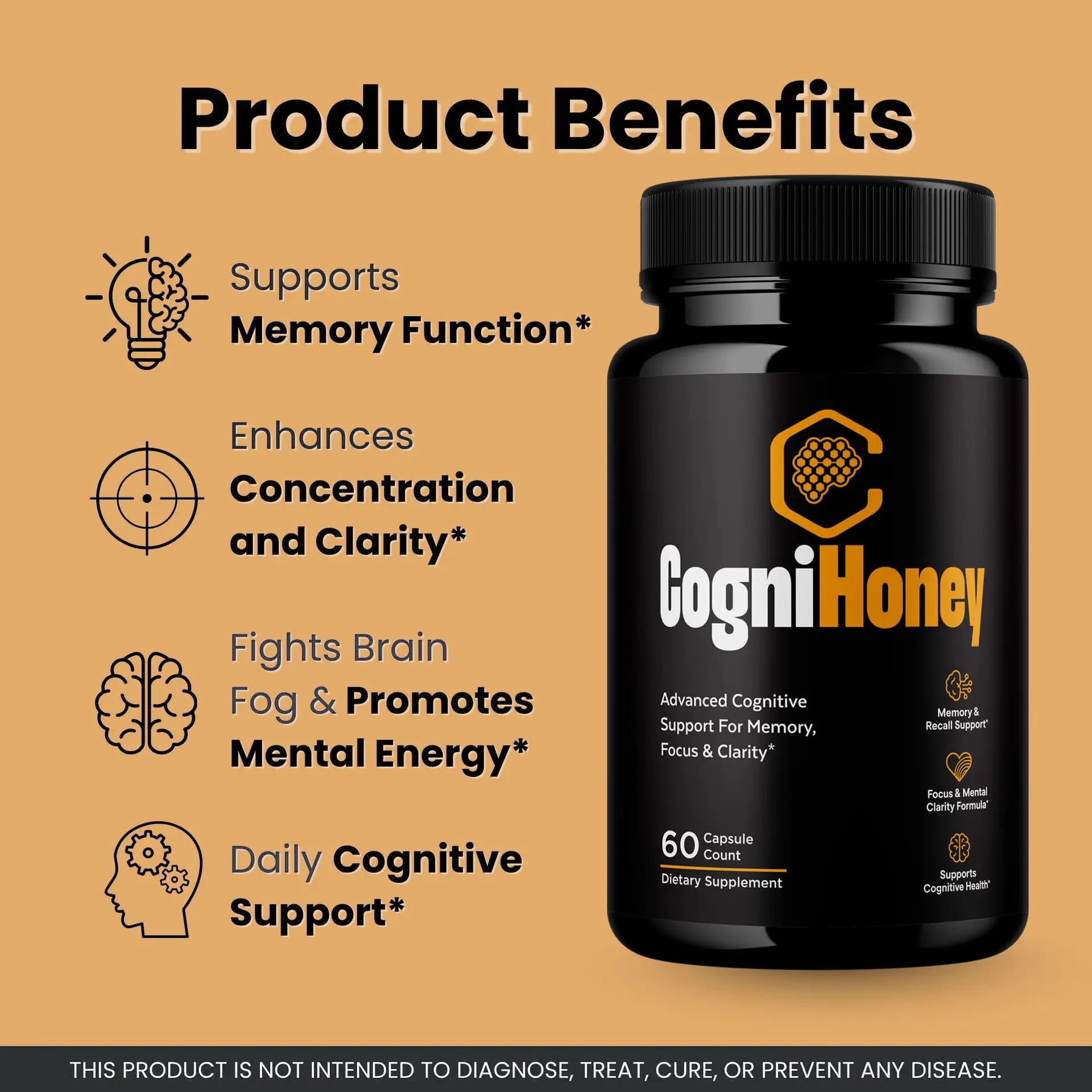 (5 Pack) CogniHoney - 300 Capsules for 5 Months