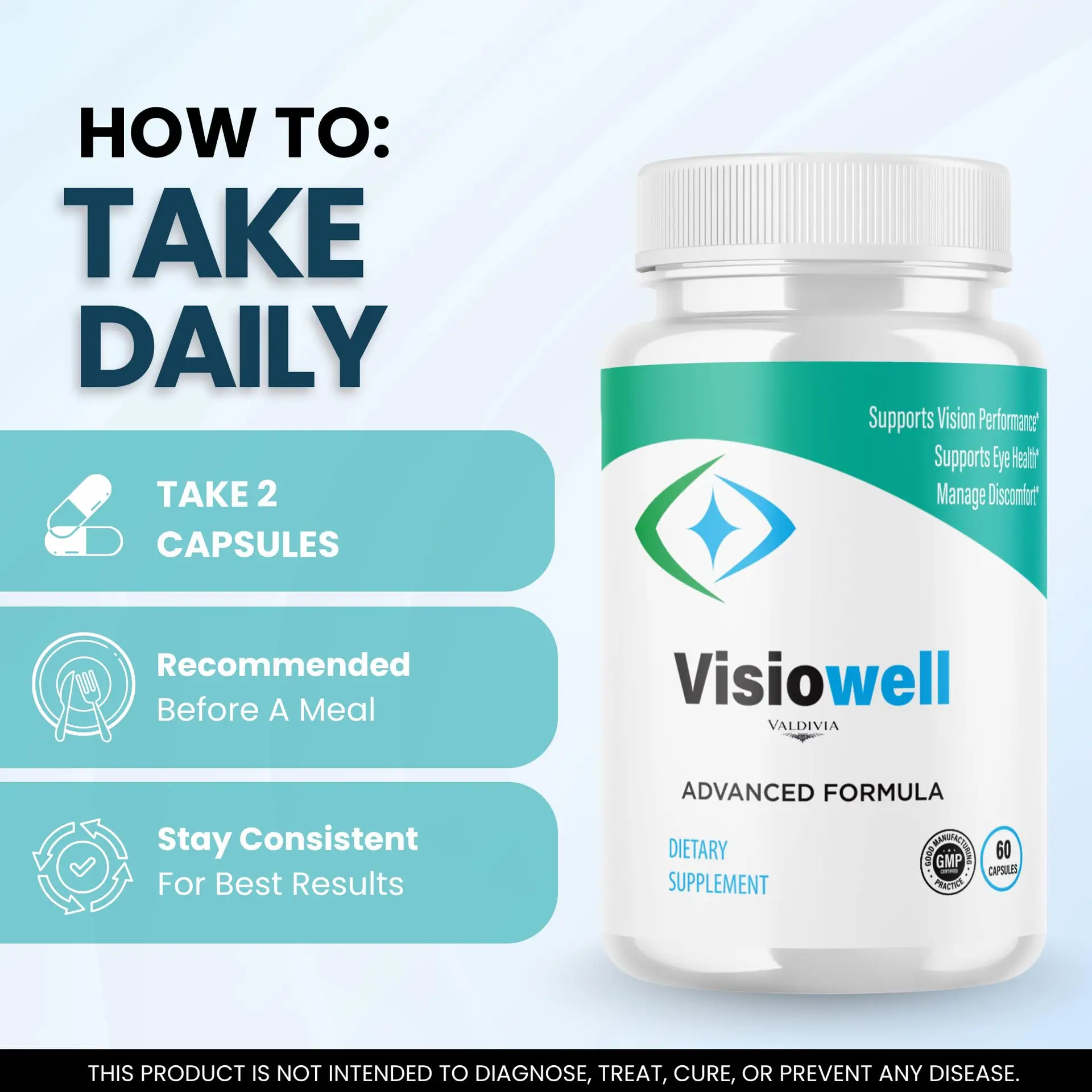 Visiowell Capsules Visio Well Supplement, Premium Formula, Natural Vitamins for Health & Wellness - 60 Capsules for 1 Month