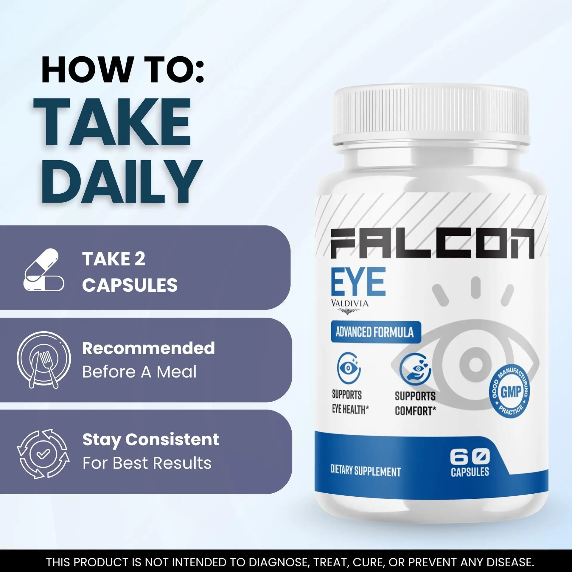 FalconEye Capsules Falcon Eye Supplement, Premium Formula, Natural Vitamins for Health & Wellness - 60 Capsules for 1 Month
