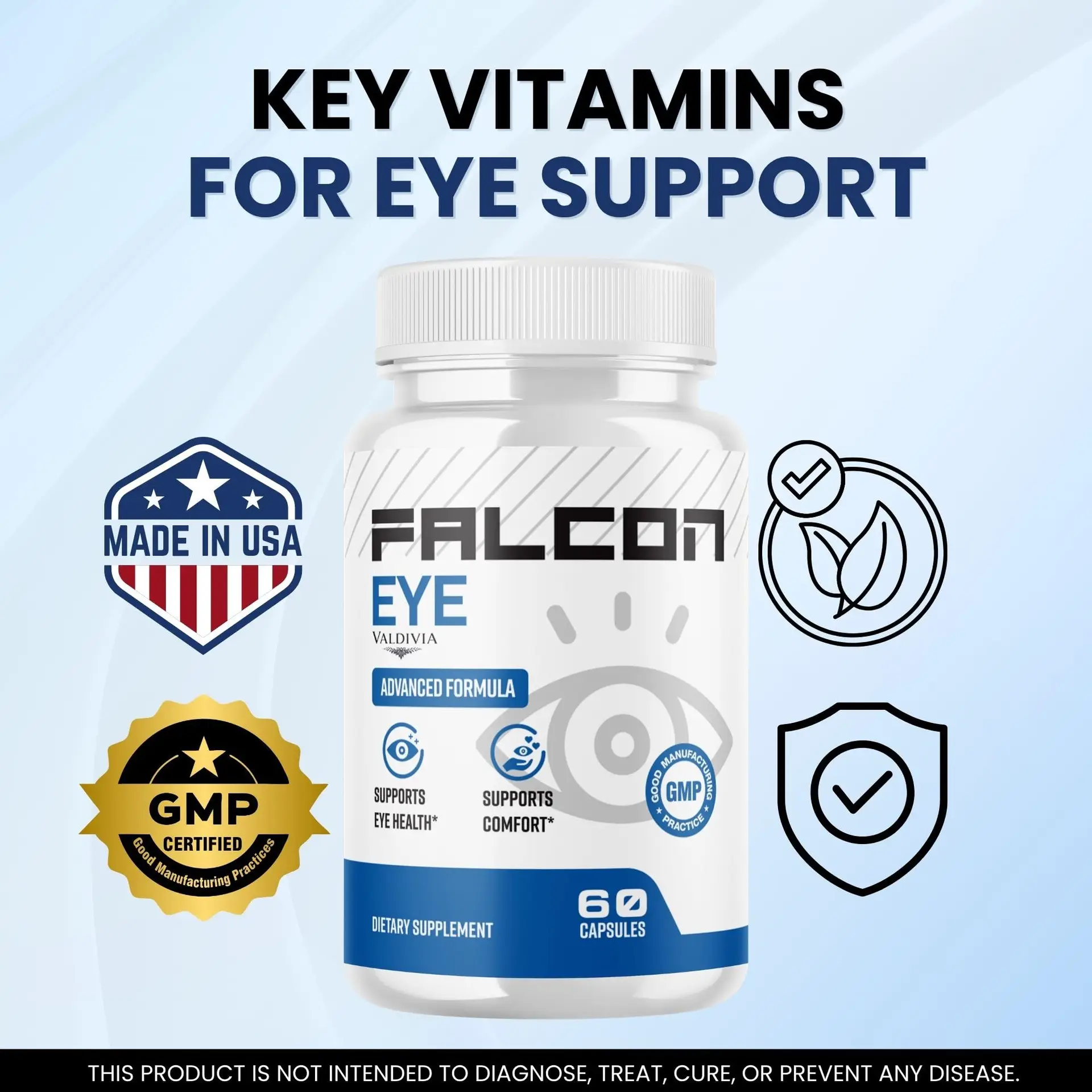 FalconEye Capsules Falcon Eye Supplement, Premium Formula, Natural Vitamins for Health & Wellness - 60 Capsules for 1 Month
