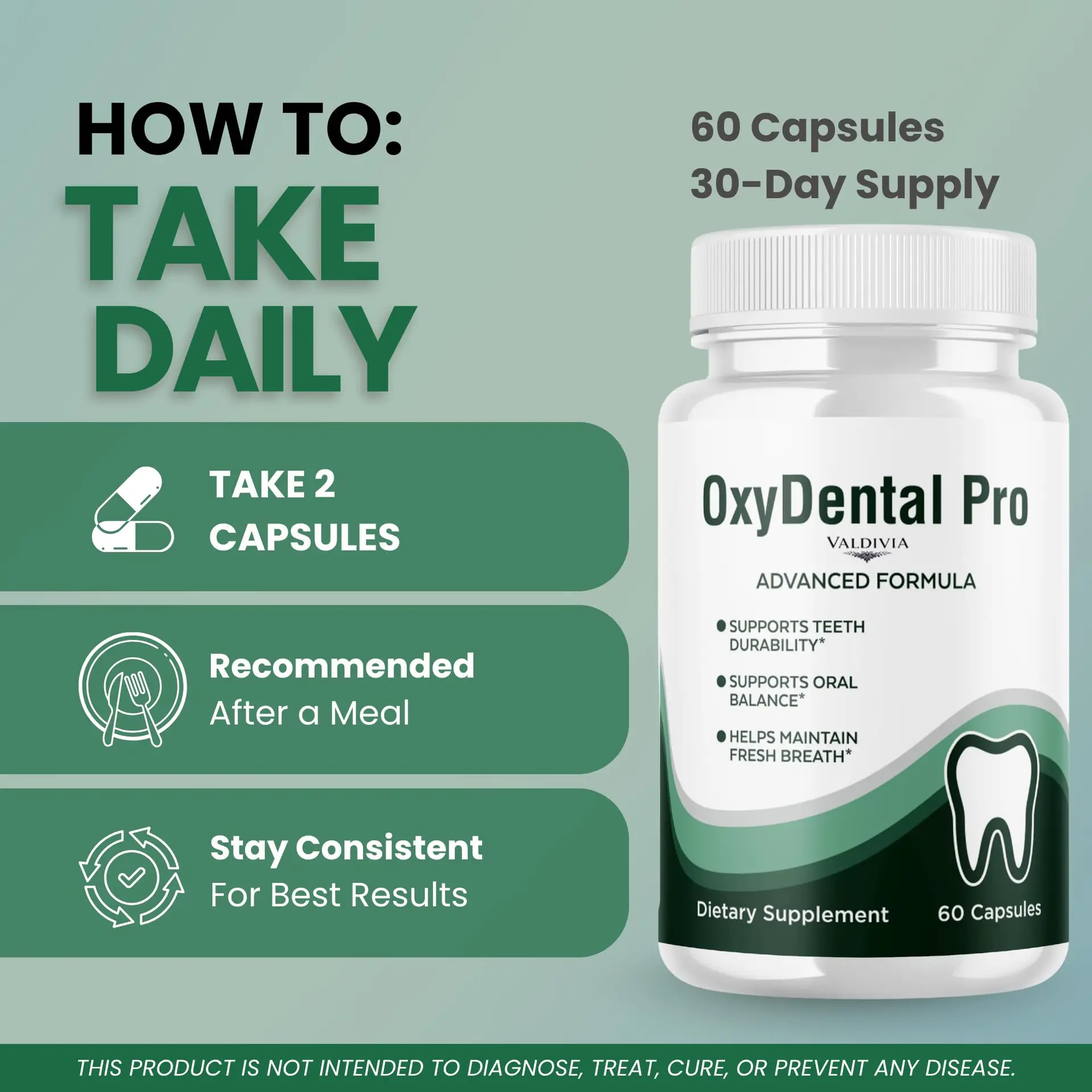 OxyDental Pro Capsules OxyDentalPro Supplement, Premium Formula, Natural Vitamins for Health & Wellness - 60 Capsules for 1 Month