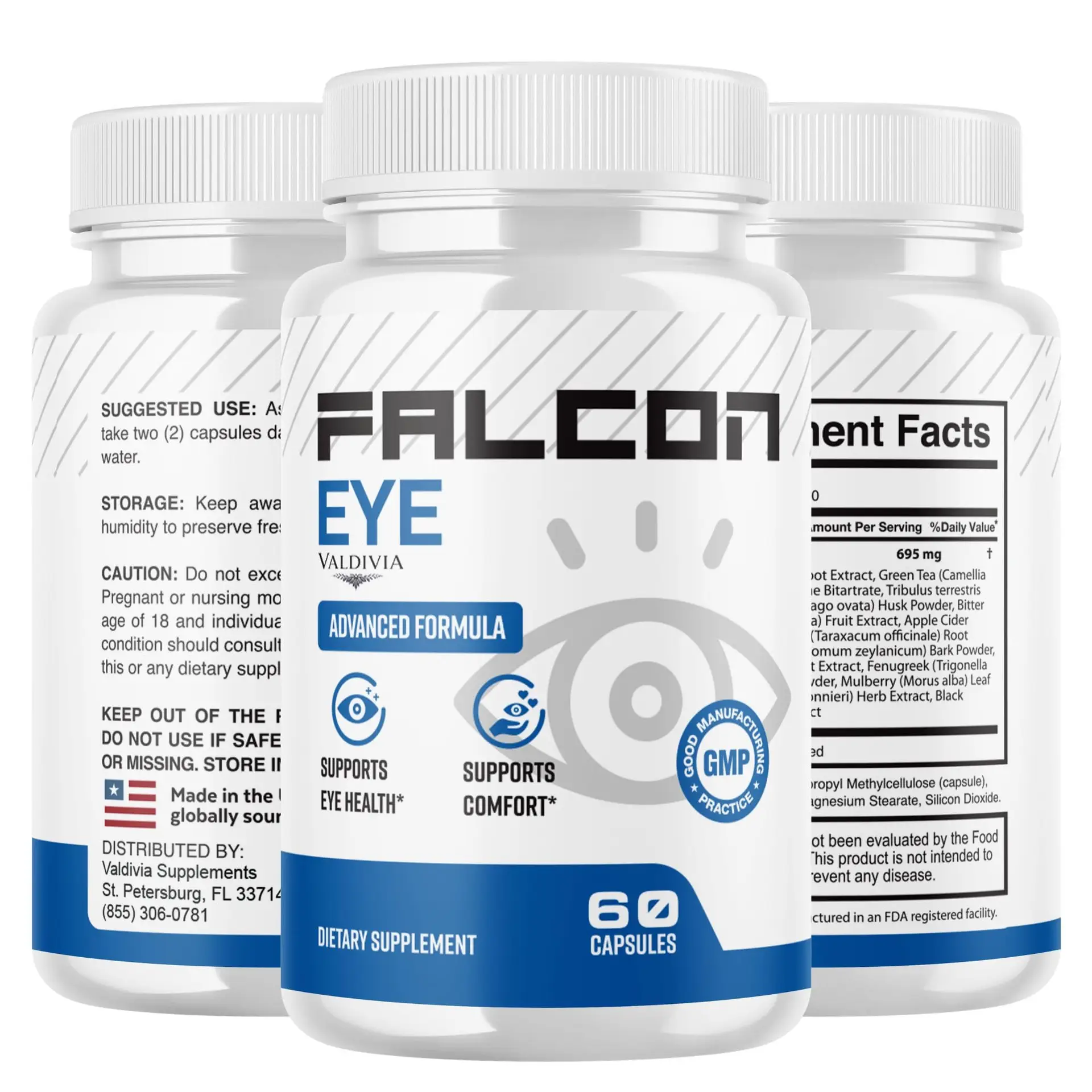FalconEye Capsules Falcon Eye Supplement, Premium Formula, Natural Vitamins for Health & Wellness - 60 Capsules for 1 Month