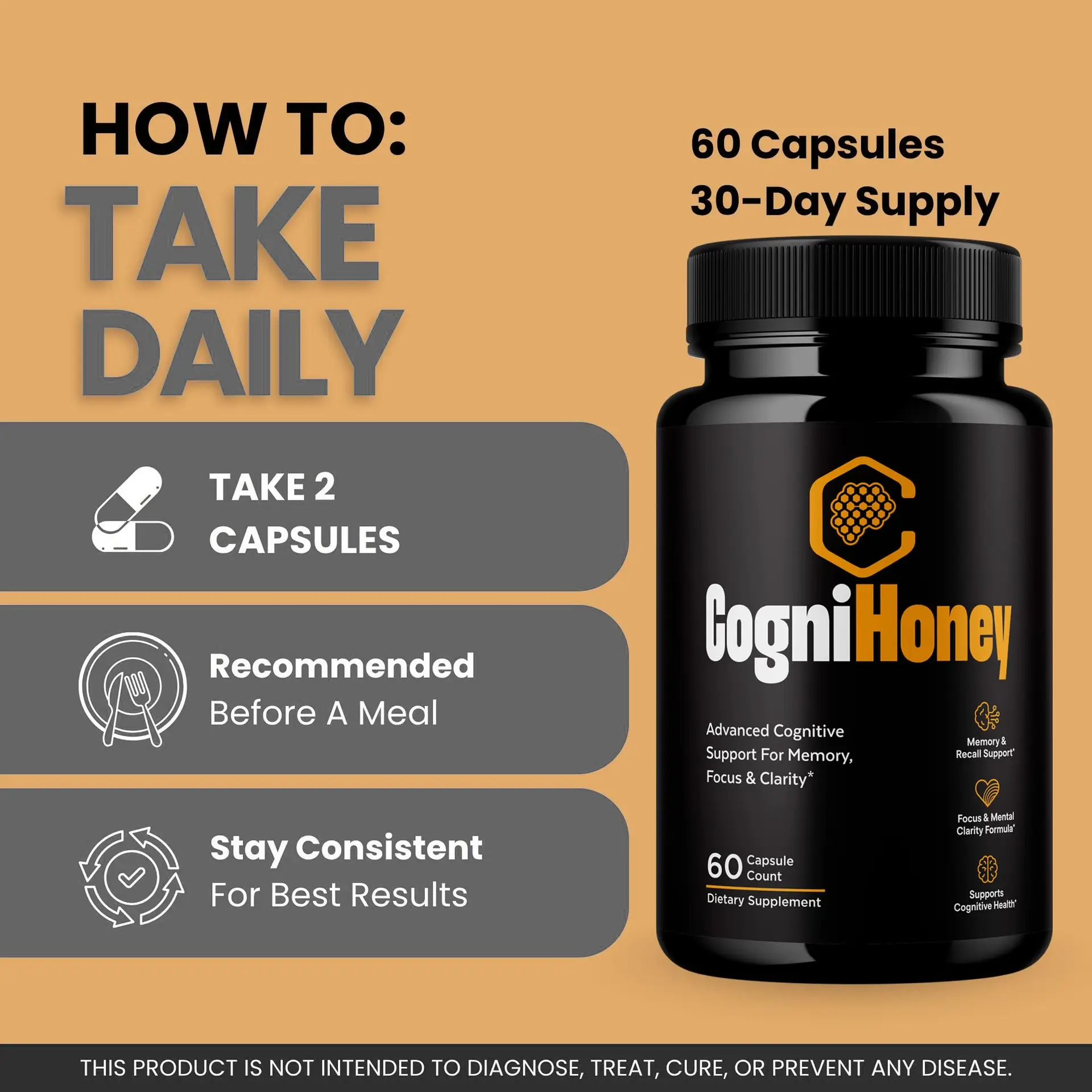 (5 Pack) CogniHoney - 300 Capsules for 5 Months
