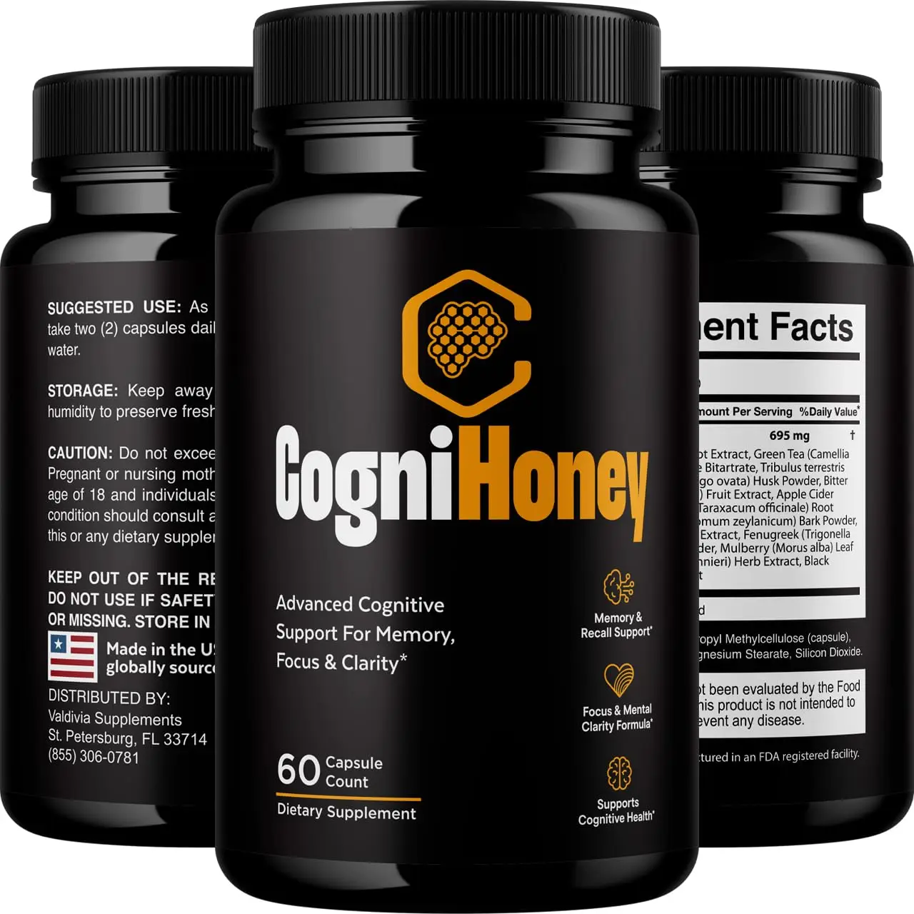 (5 Pack) CogniHoney - 300 Capsules for 5 Months