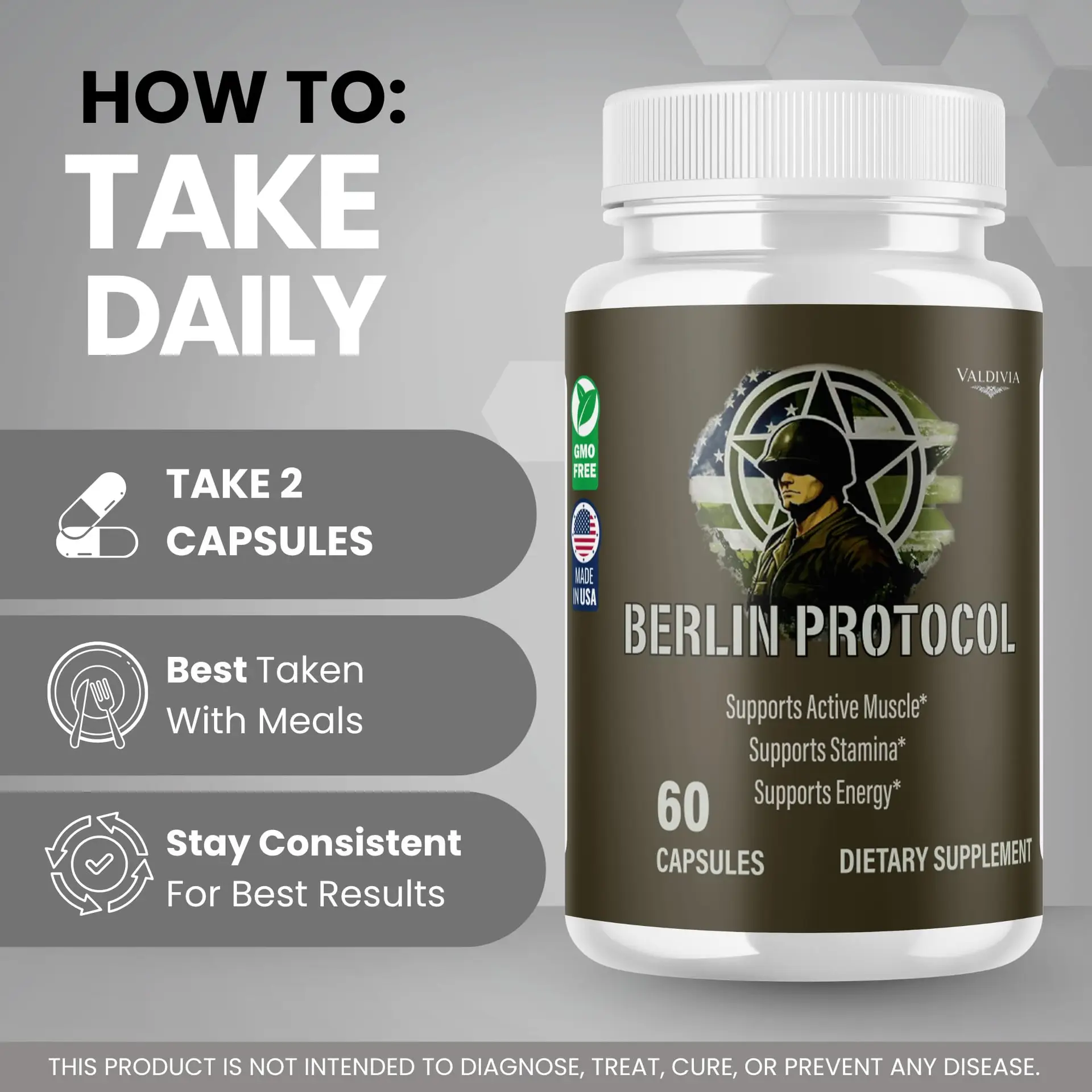 Berlin Protocol Capsules BerlinProtocol Supplement, Premium Formula, Natural Vitamins for Health & Wellness - 180 Capsules for 3 Months