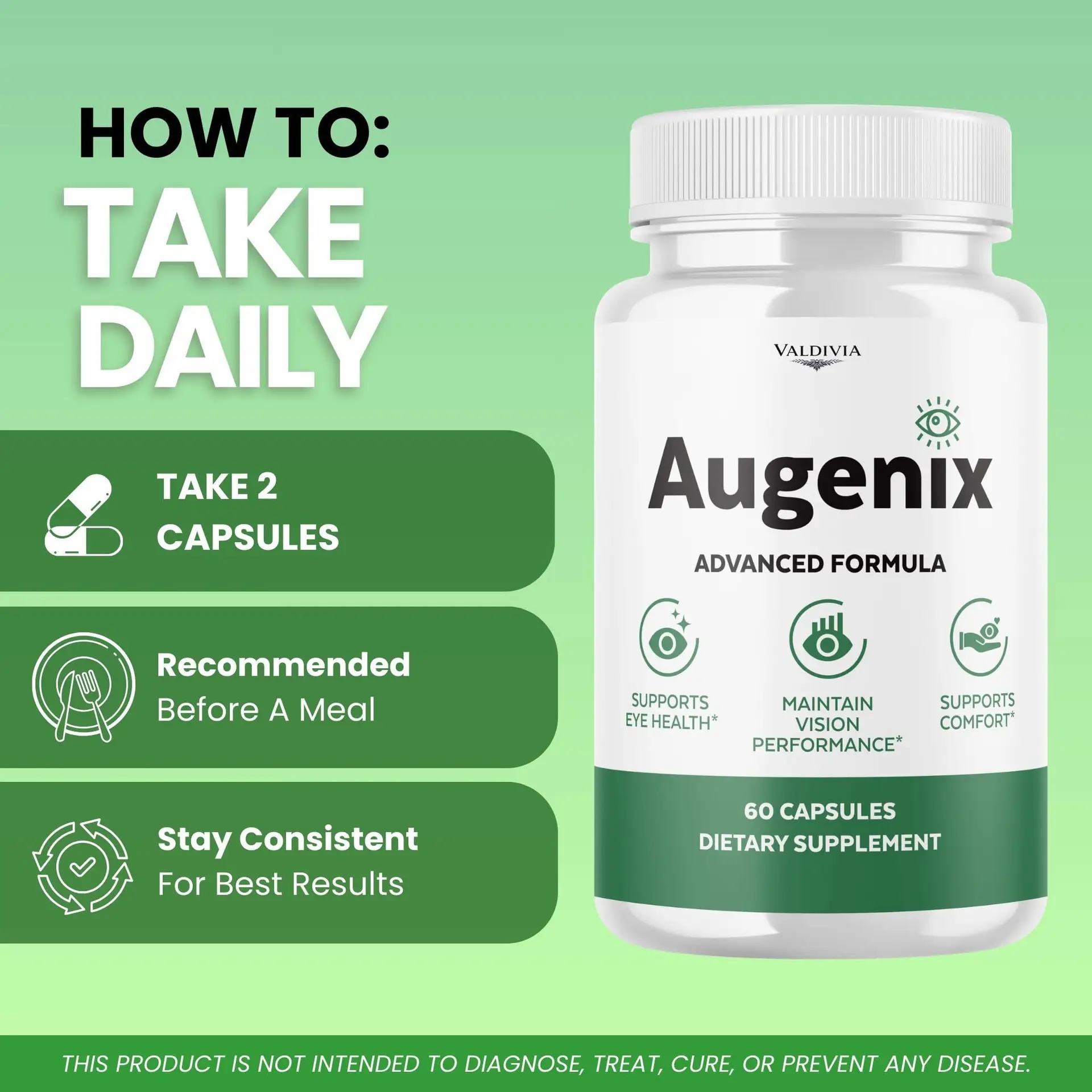 Augenix Capsules AugenixVision Support Supplement with All Natural Ingredients, Advanced Formula Eye and Vision Health Multivitamins Supporting Health and Wellness Naturally (60...