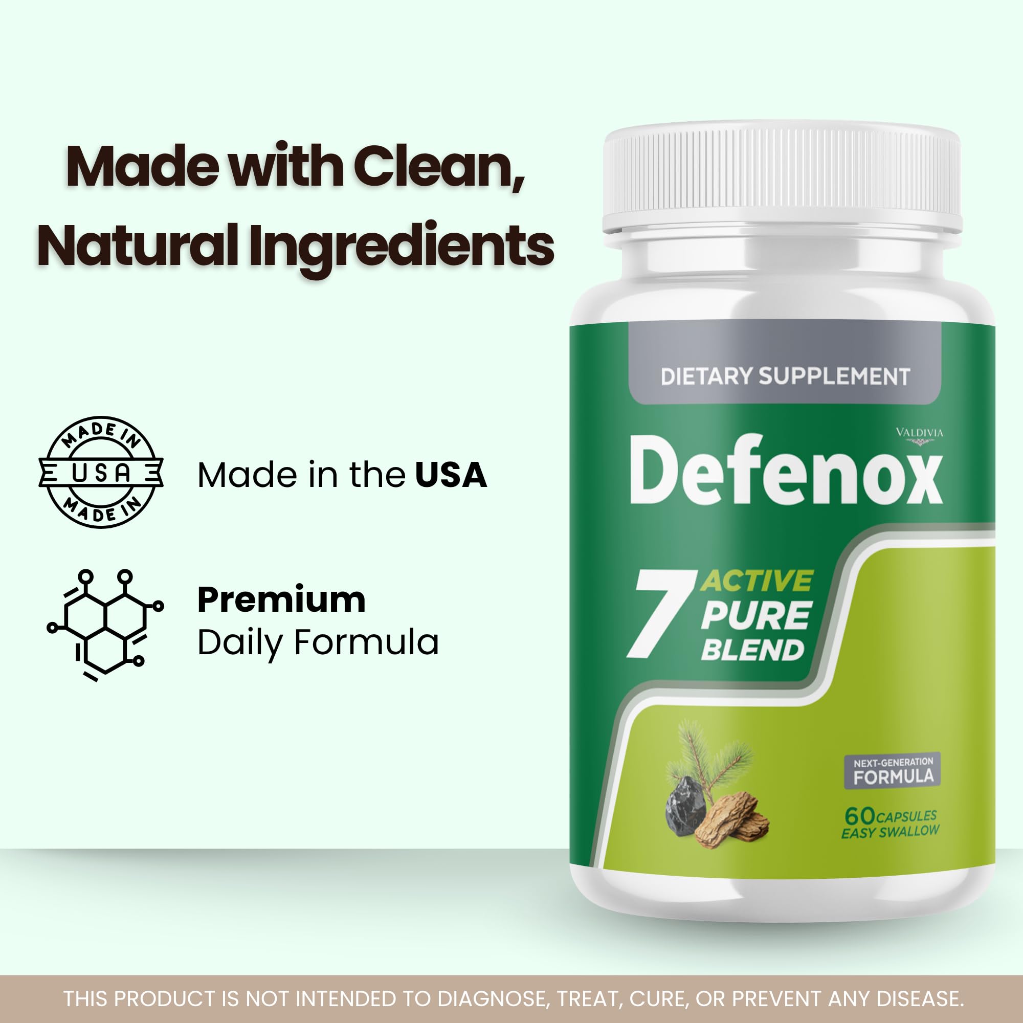 Valdivia Defenox Capsules Defenox Supplement, Premium Formula, Natural Vitamins for Health & Wellness - 60 Capsules for 1 Month