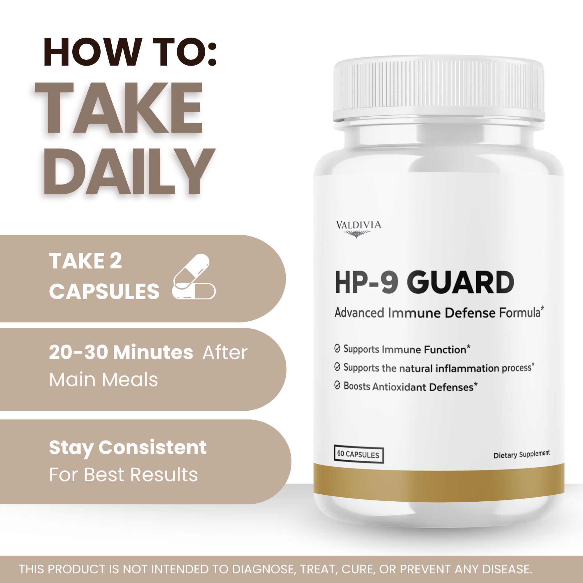 Valdivia (2 Pack) HP9 Guard Capsules HPNine Supplement Premium Formula, Natural Vitamins for Health & Wellness - 120 Capsules for 2 Months