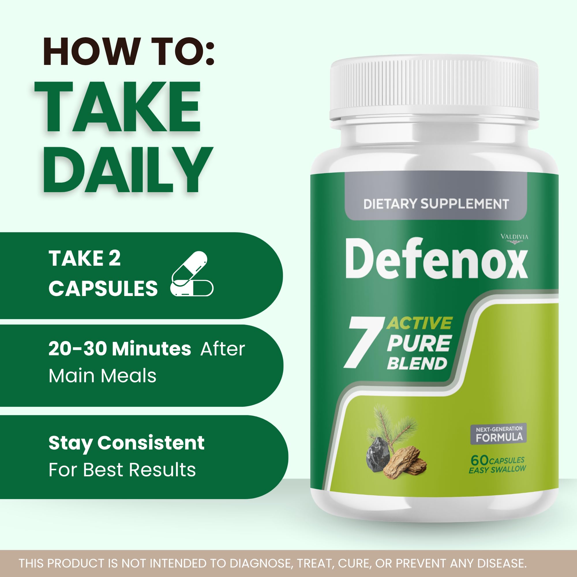 Valdivia Defenox Capsules Defenox Supplement, Premium Formula, Natural Vitamins for Health & Wellness - 60 Capsules for 1 Month