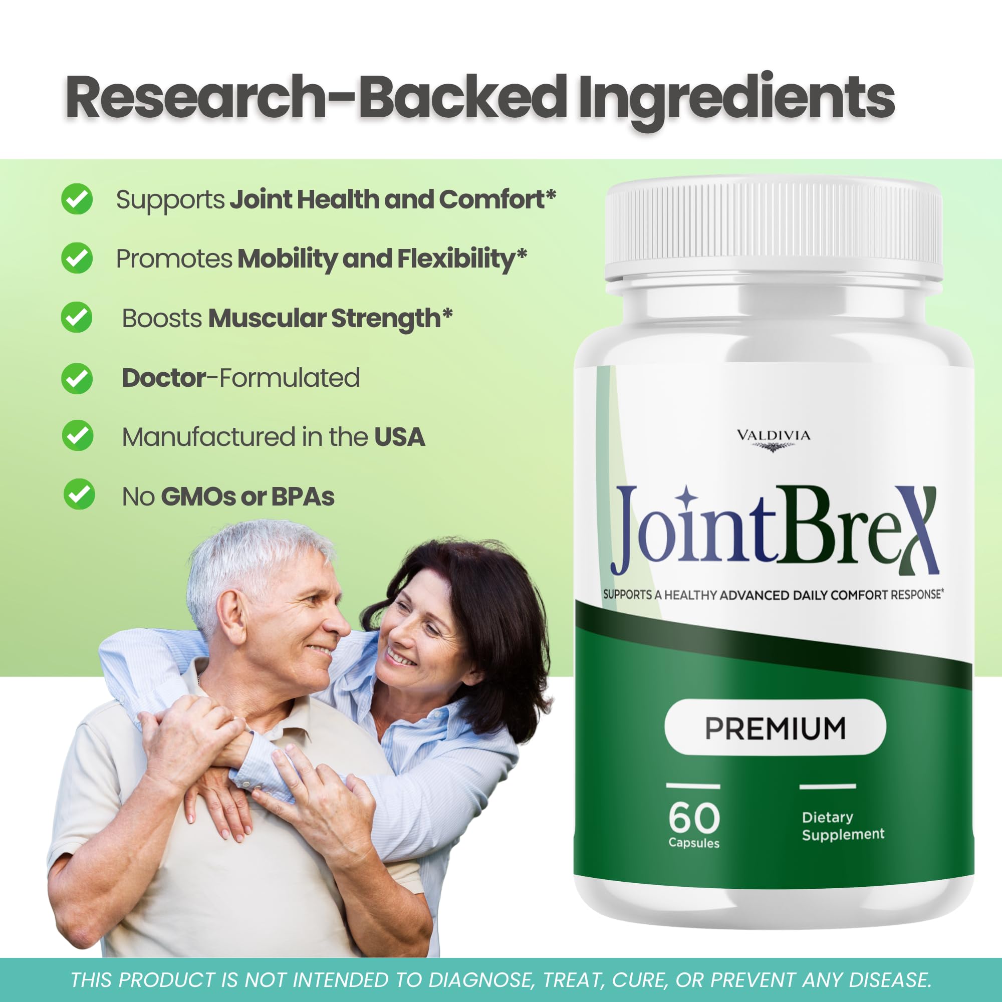Valdivia JointBreX Capsules Joint BreX Supplement, Premium Formula, Natural Vitamins for Health & Wellness - 60 Capsules for 1 Month