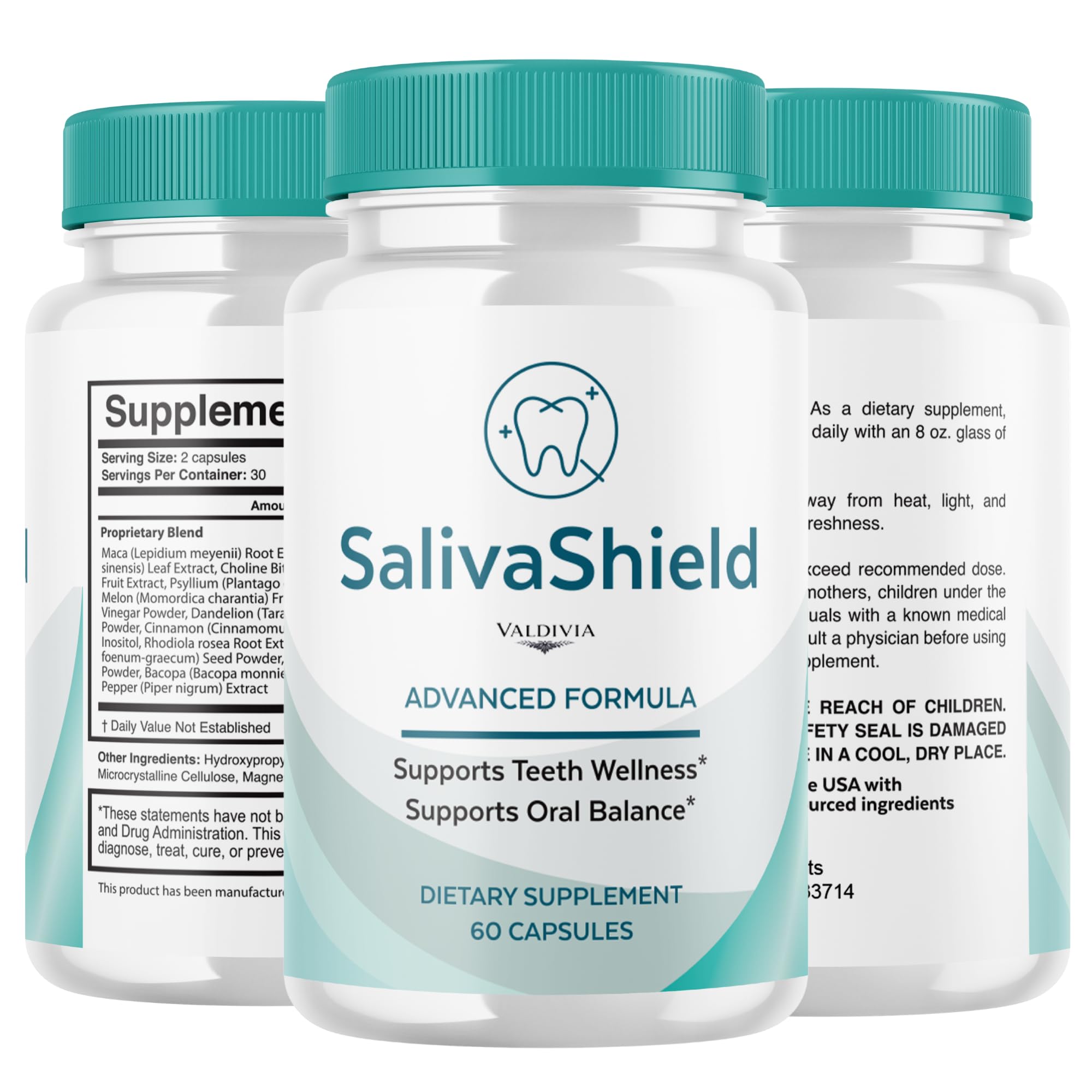 Valdivia SalivaShield Capsules Saliva Shield Supplement, Premium Formula, Natural Vitamins for Health & Wellness - 60 Capsules for 1 Month