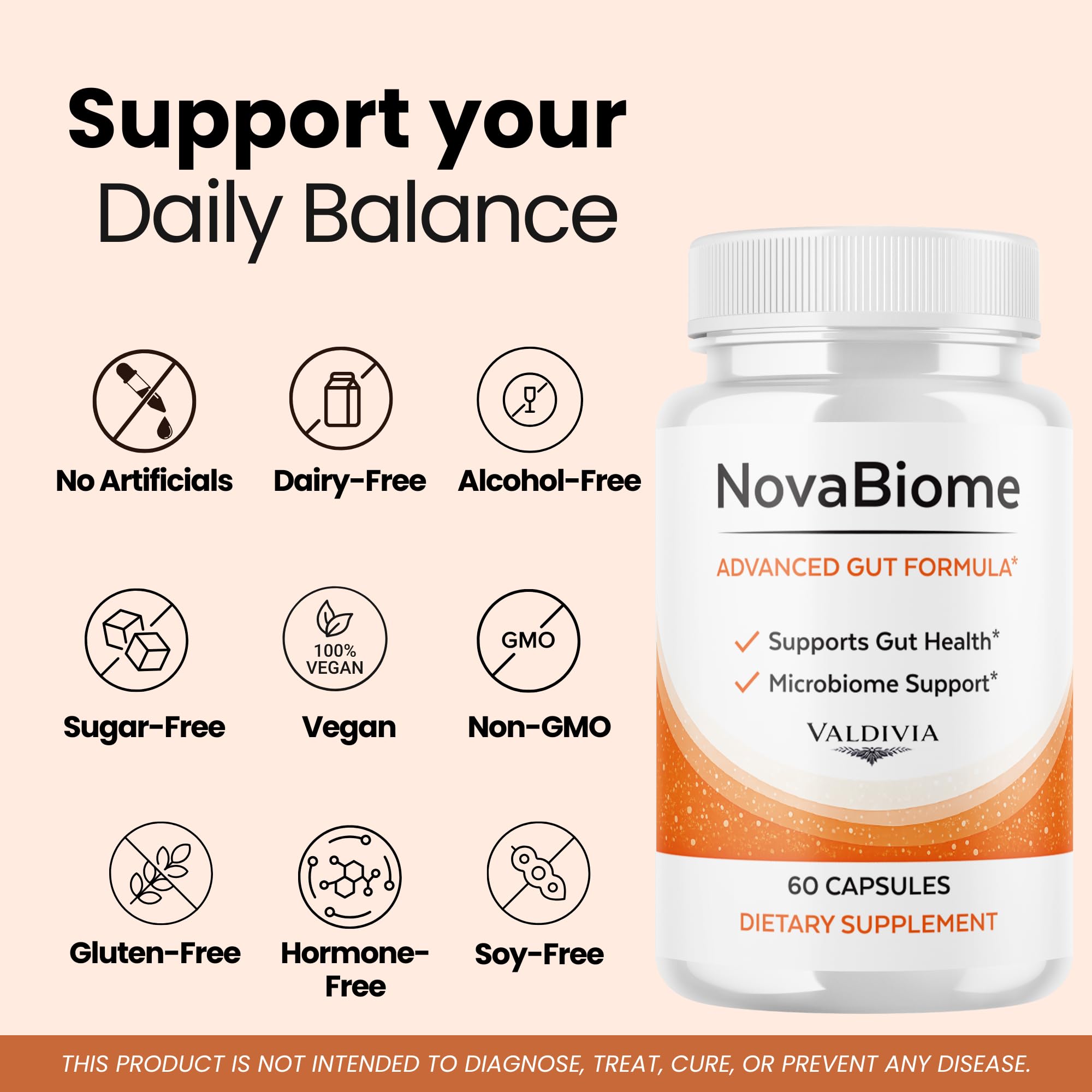 Valdivia (2 Pack) NovaBiome Capsules Nova Biome Supplement, Premium Formula, Natural Vitamins for Health & Wellness - 120 Capsules for 2 Months