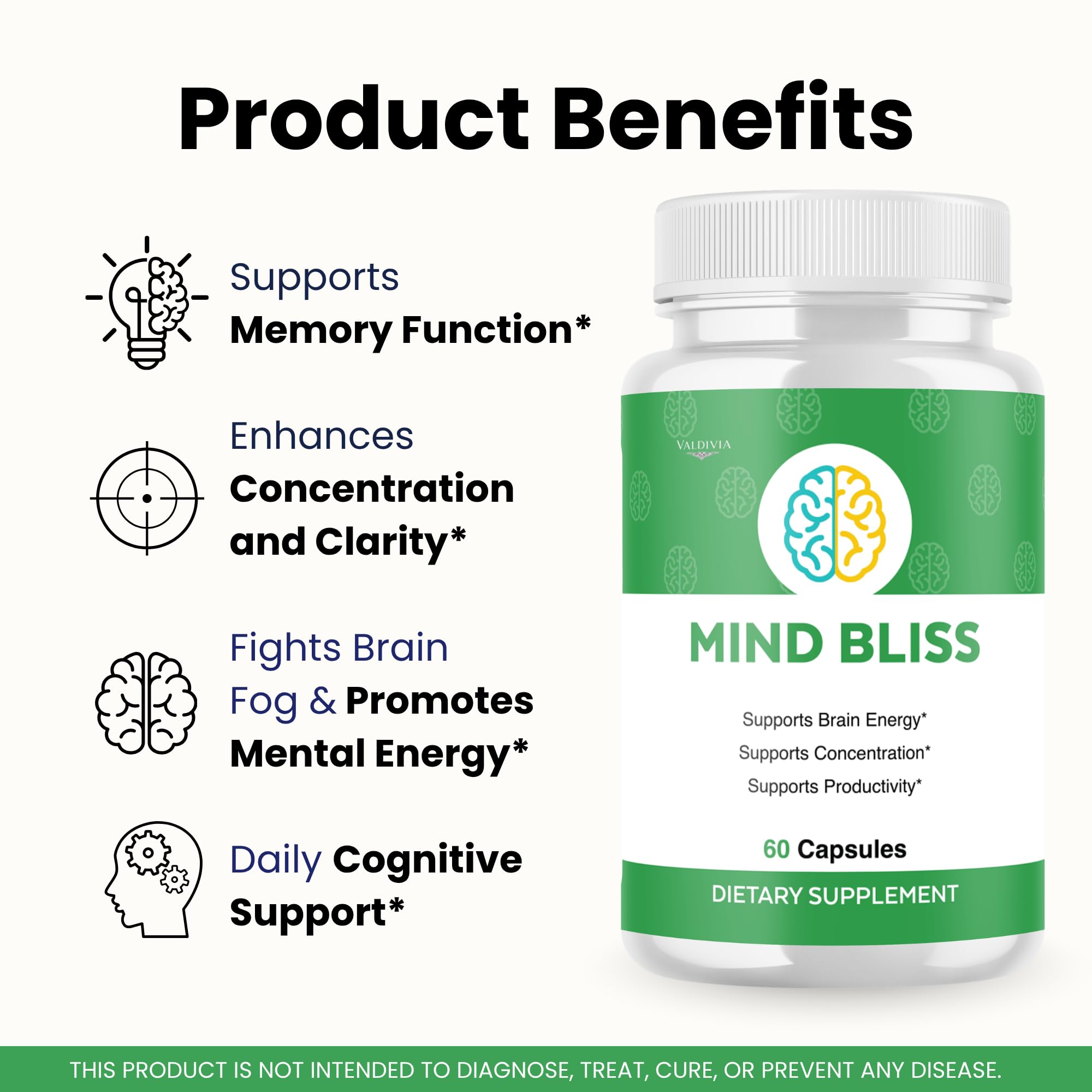 Valdivia (2 Pack) MindBliss Capsules Mind Bliss Supplement, Premium Formula, Natural Vitamins for Health & Wellness - 120 Capsules for 2 Months