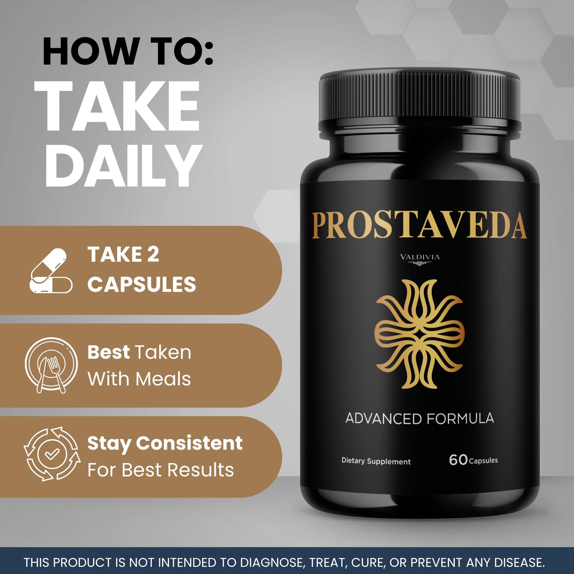 Valdivia Prostaveda Capsules Prostaveda Supplement, Premium Formula, Natural Vitamins for Health & Wellness - 60 Capsules for 1 Month