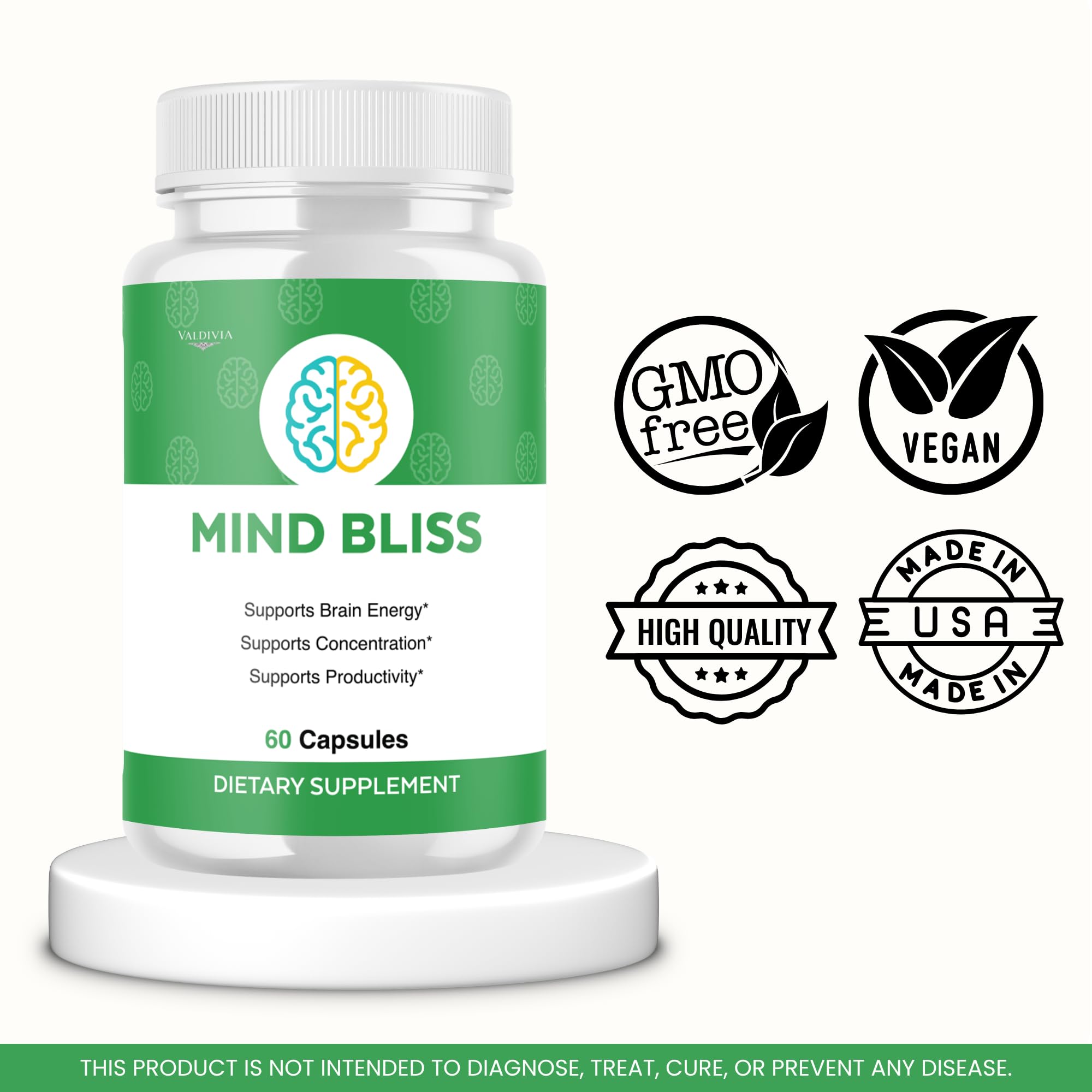Valdivia (2 Pack) MindBliss Capsules Mind Bliss Supplement, Premium Formula, Natural Vitamins for Health & Wellness - 120 Capsules for 2 Months
