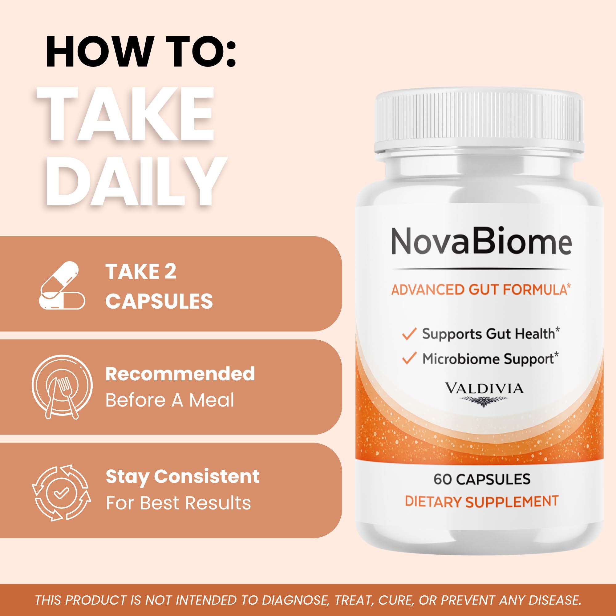 Valdivia (2 Pack) NovaBiome Capsules Nova Biome Supplement, Premium Formula, Natural Vitamins for Health & Wellness - 120 Capsules for 2 Months