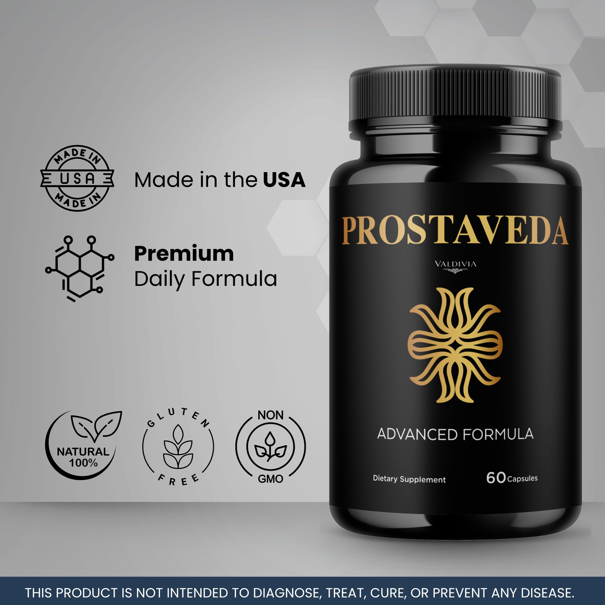 Valdivia Prostaveda Capsules Prostaveda Supplement, Premium Formula, Natural Vitamins for Health & Wellness - 60 Capsules for 1 Month