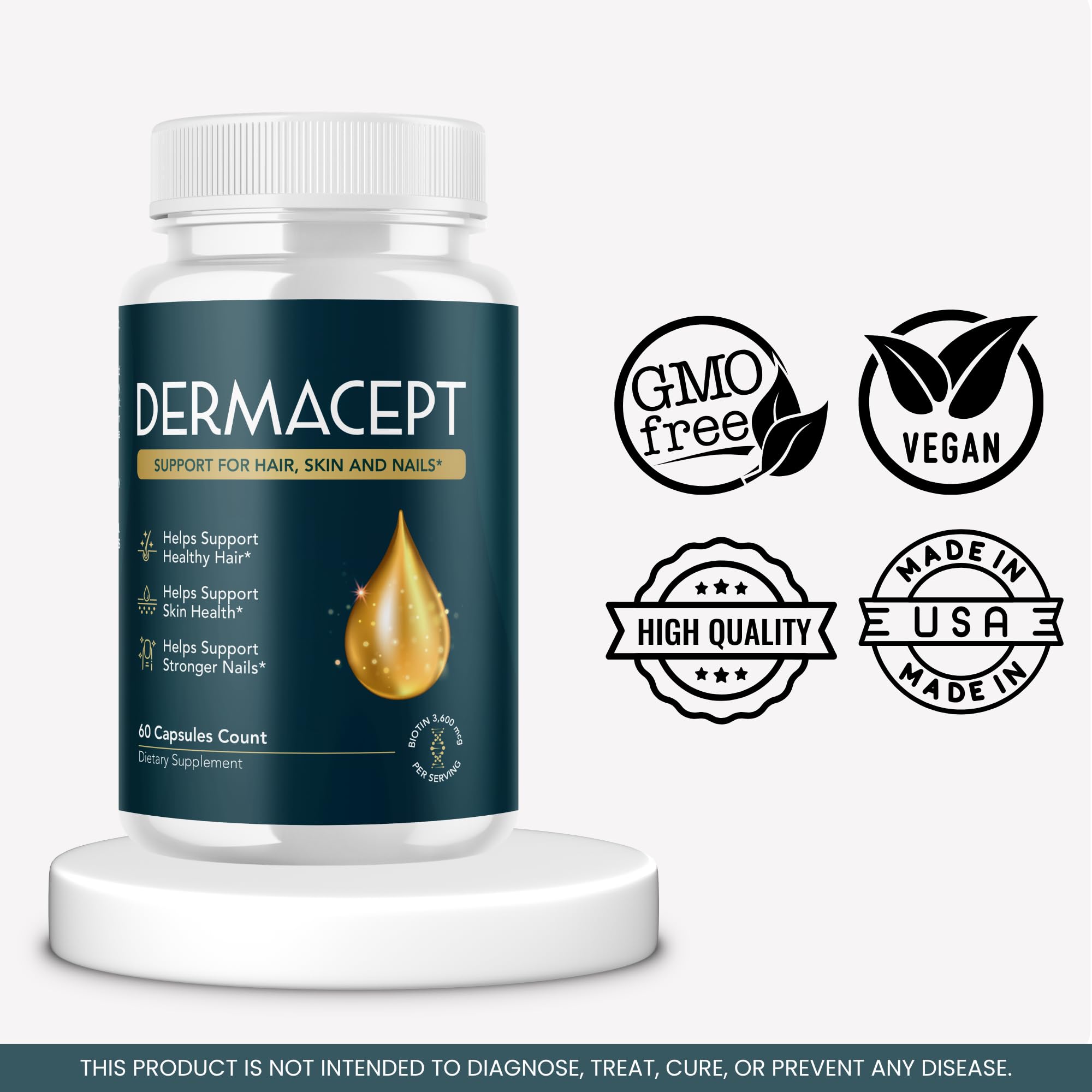 Valdivia (3 Pack) Dermacept Capsules Dermacept Supplement, Premium Formula, Natural Vitamins for Health & Wellness - 180 Capsules for 3 Months