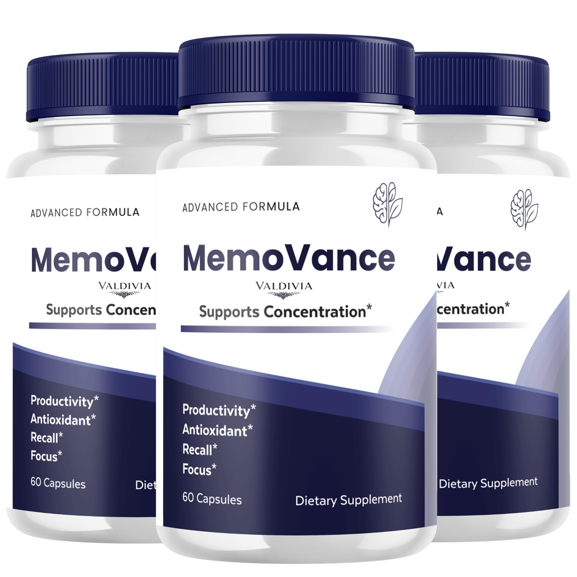 Valdivia (3 Pack) MemoVance Capsules Memo Vance Supplement, Premium Formula, Natural Vitamins for Health & Wellness - 180 Capsules for 3 Months
